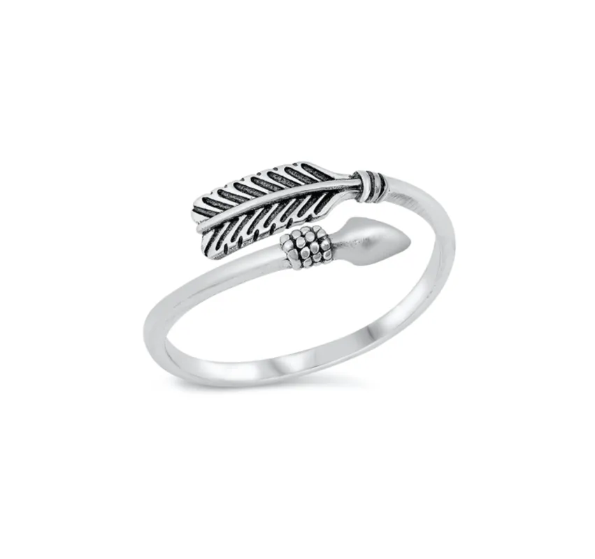 Sterling Silver Etched Arrow Bypass Ring sold by Zulily