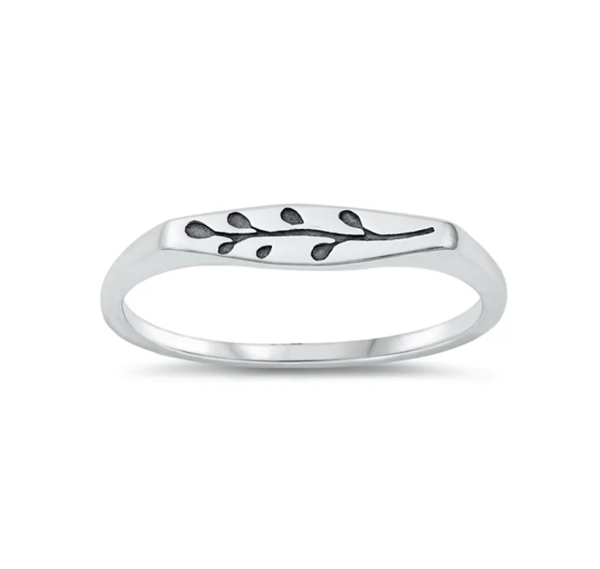 Sterling Silver Oxidized Dainty Leaf Signet Ring sold by Zulily