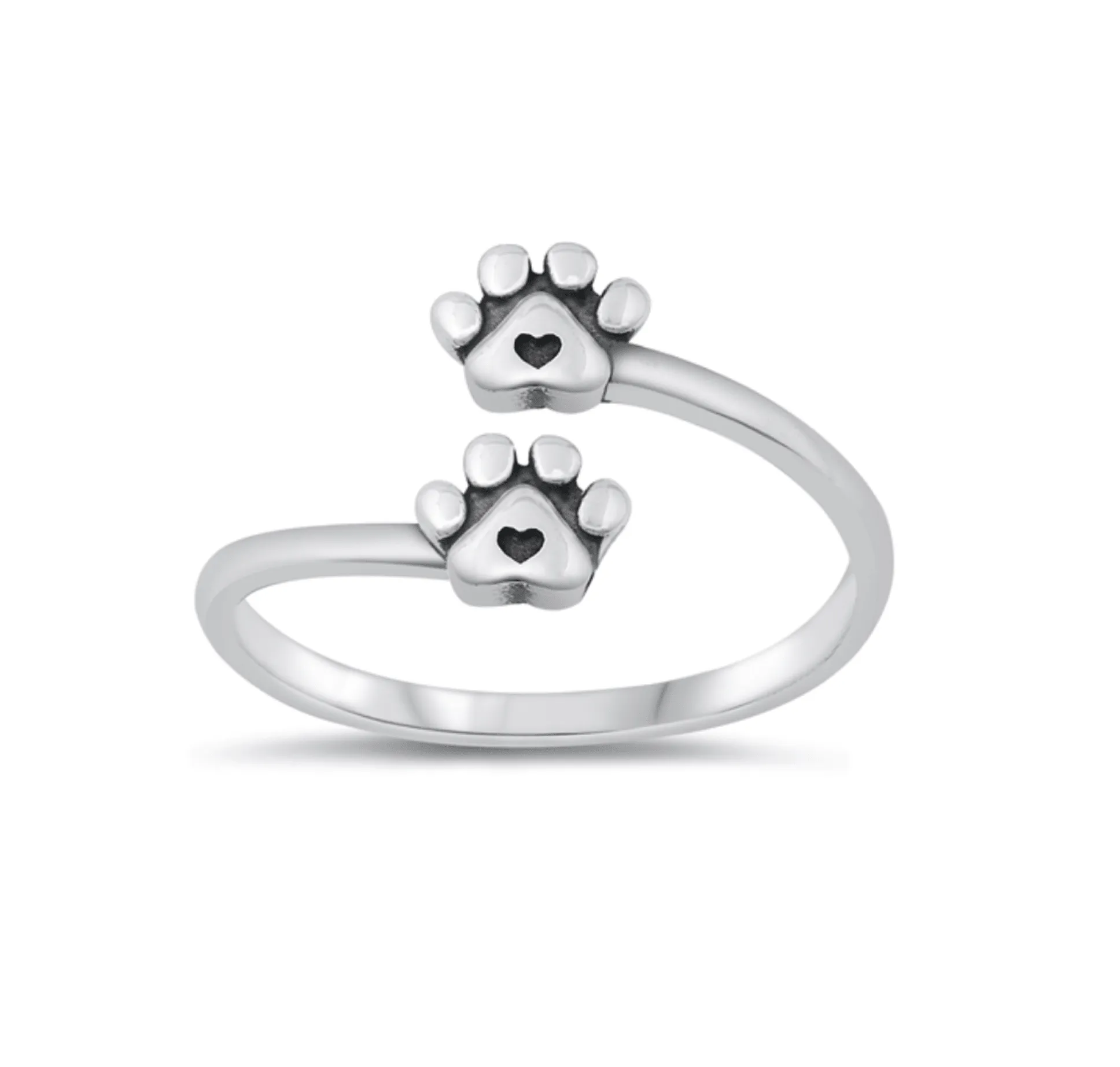 Sterling Silver Heart Paw Prints Bypass Ring sold by Zulily product image thumbnail 3