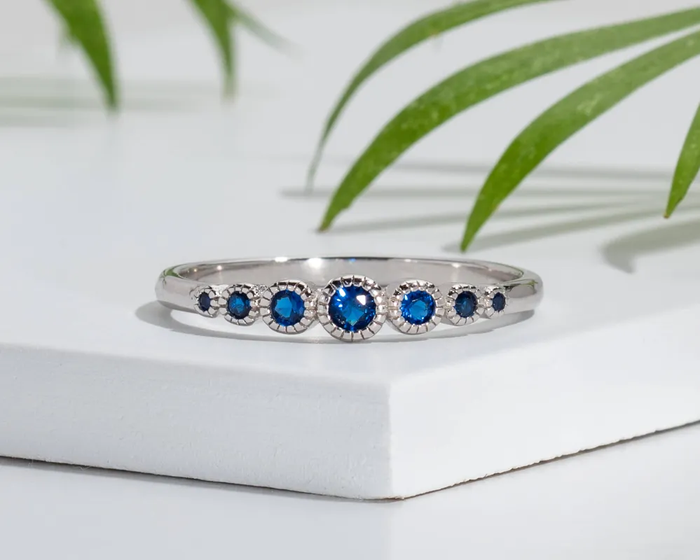 Blue Cubic Zirconia and Sterling Silver Bezel Round-Cut Ring sold by Zulily