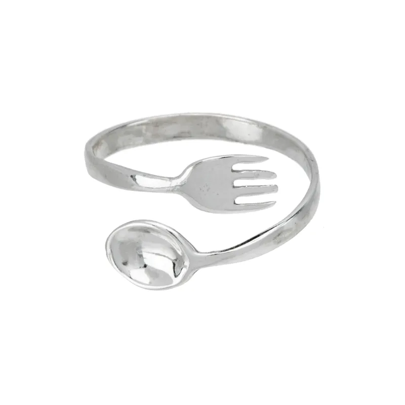 Sterling Silver Spoon & Fork Bypass Ring sold by Zulily