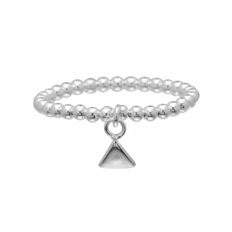 Sterling Silver Beaded Triangle Charm Ring sold by Zulily