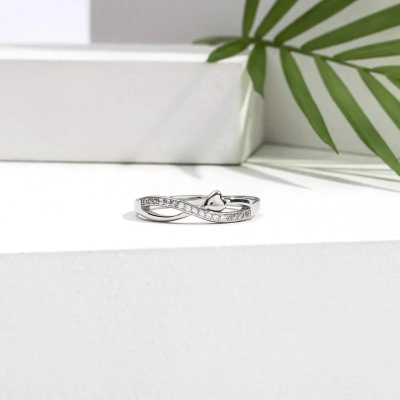 Cubic Zirconia & Sterling Silver Heart Crossover Ring sold by Zulily