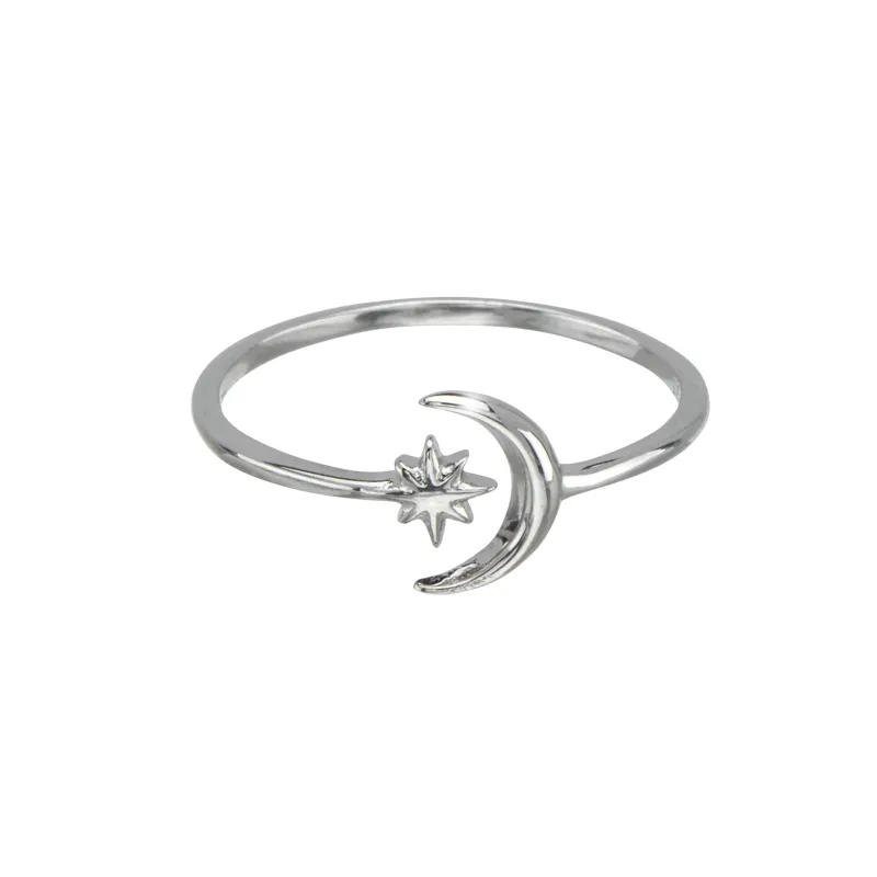 Sterling Silver Moon & Star Ring sold by Zulily