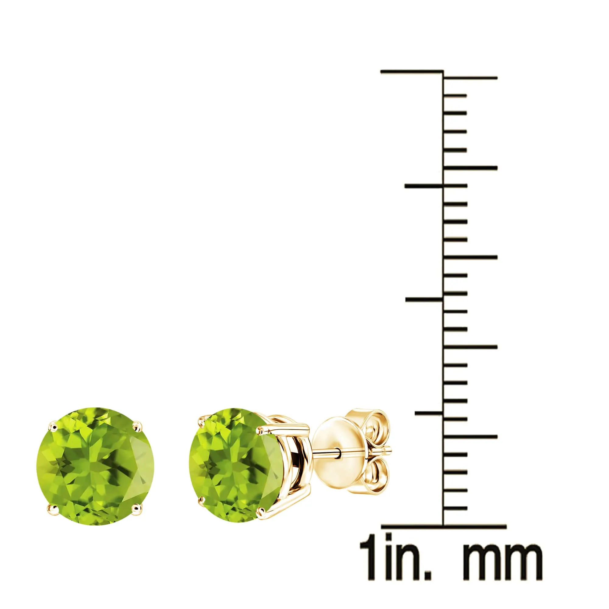 Gold over Sterling Silver Round Shape Natural Peridot Stud Earrings sold by Zulily product image thumbnail 3