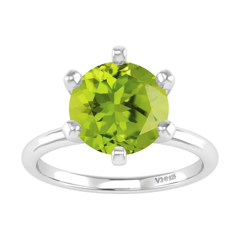 Sterling Silver 2.10CT Round Shape Natural Peridot Solitaire Ring sold by Zulily