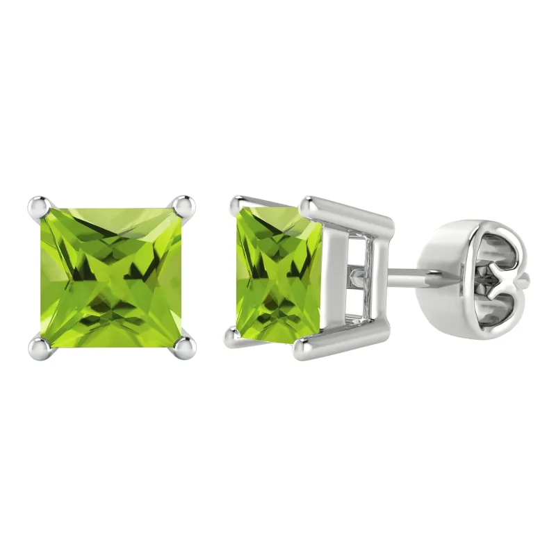 Sterling Silver 2.20CT Natural Peridot Square Stud Earrings sold by Zulily