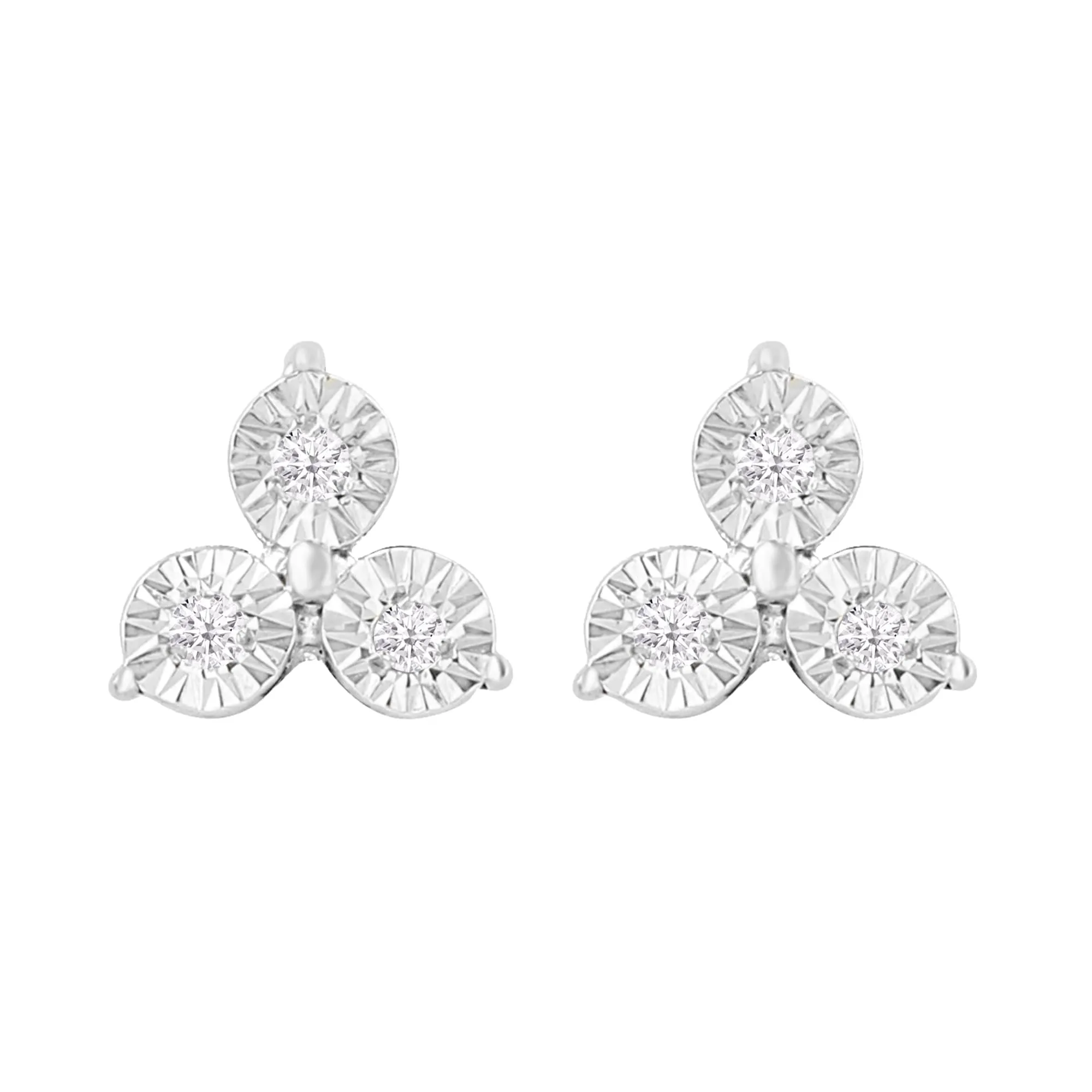 Sterling Silver Natural White Diamond Three Stone Stud Earrings sold by Zulily product image thumbnail 2