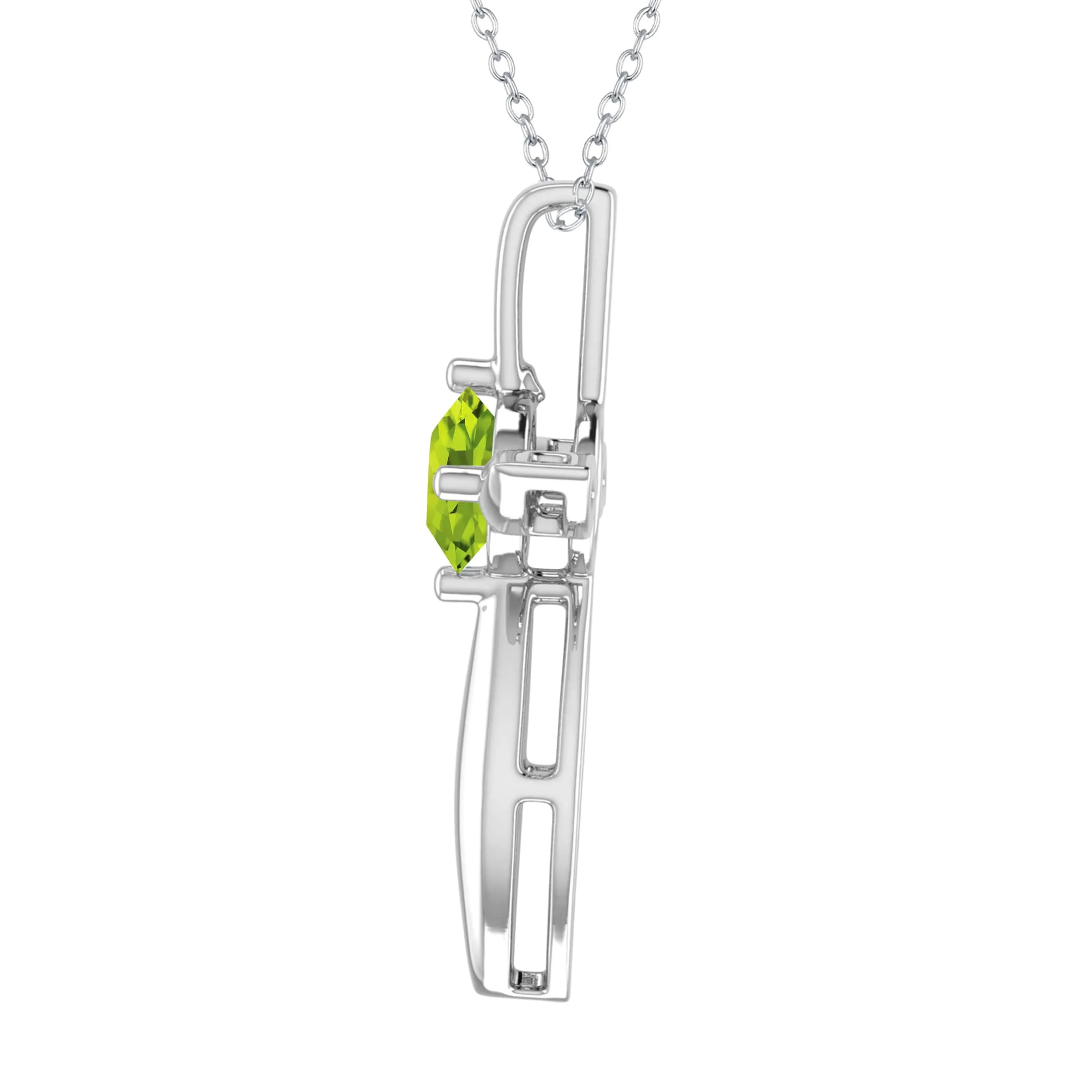 Sterling Silver Round Shape Natural Peridot Cross Pendant with 18" Cable Chain sold by Zulily product image thumbnail 2