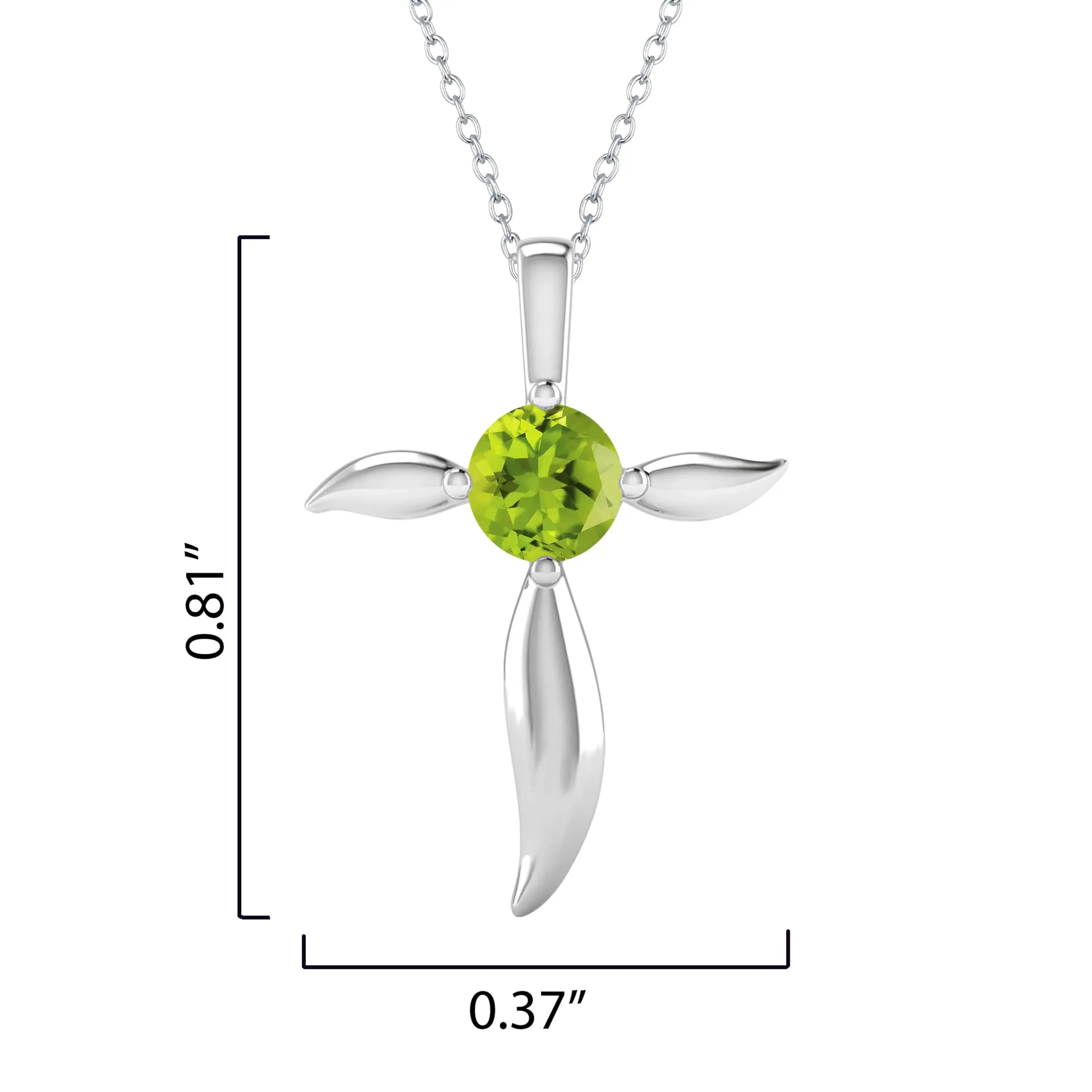 Sterling Silver Round Shape Natural Peridot Cross Pendant with 18" Cable Chain sold by Zulily product image thumbnail 3