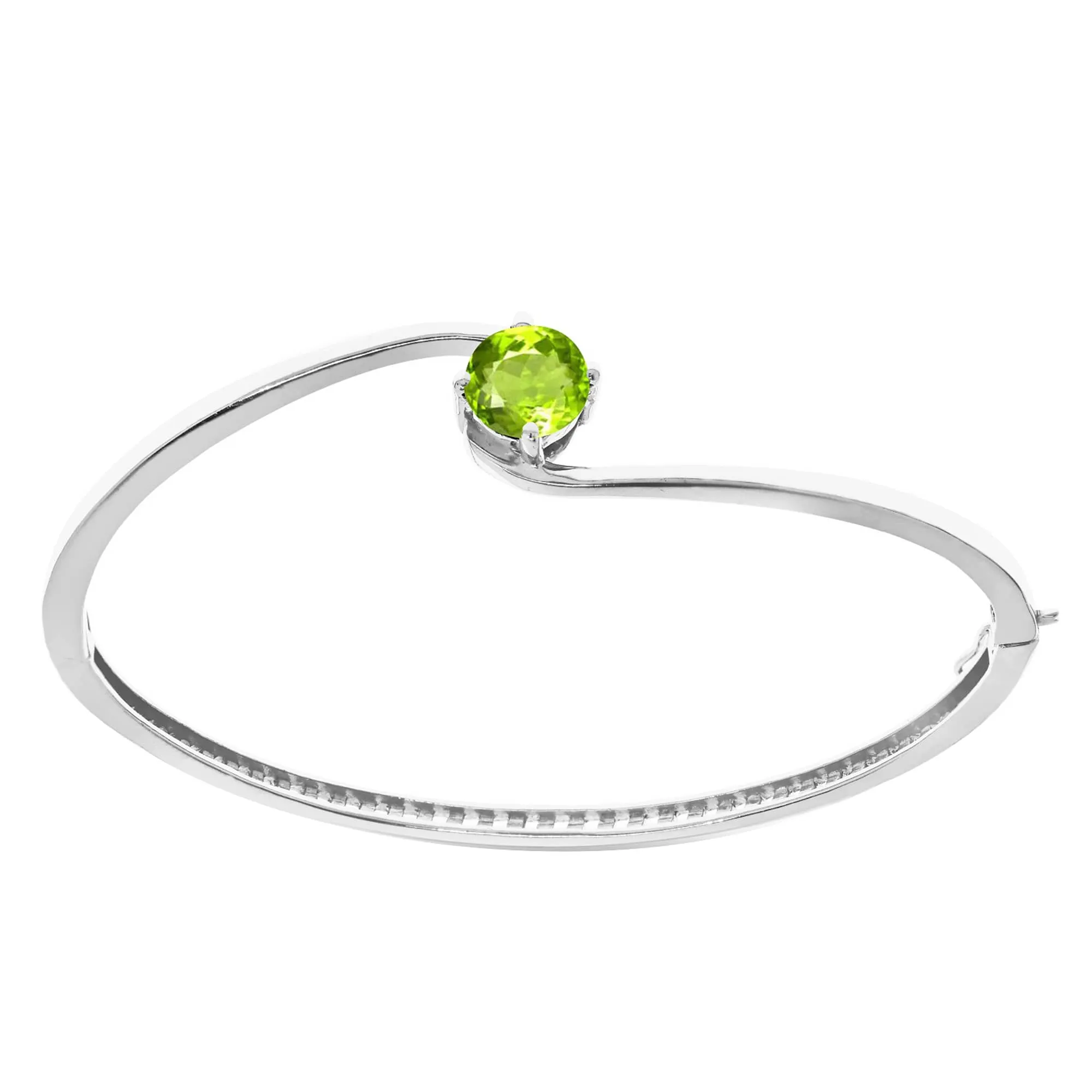 Sterling Silver 2.10CT Natural Peridot Solitaire Bangle Bracelet 6.5 sold by Zulily product image thumbnail 2