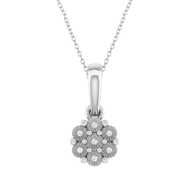 Sterling Silver Natural White Diamond Floral Pendant with 18" Chain sold by Zulily