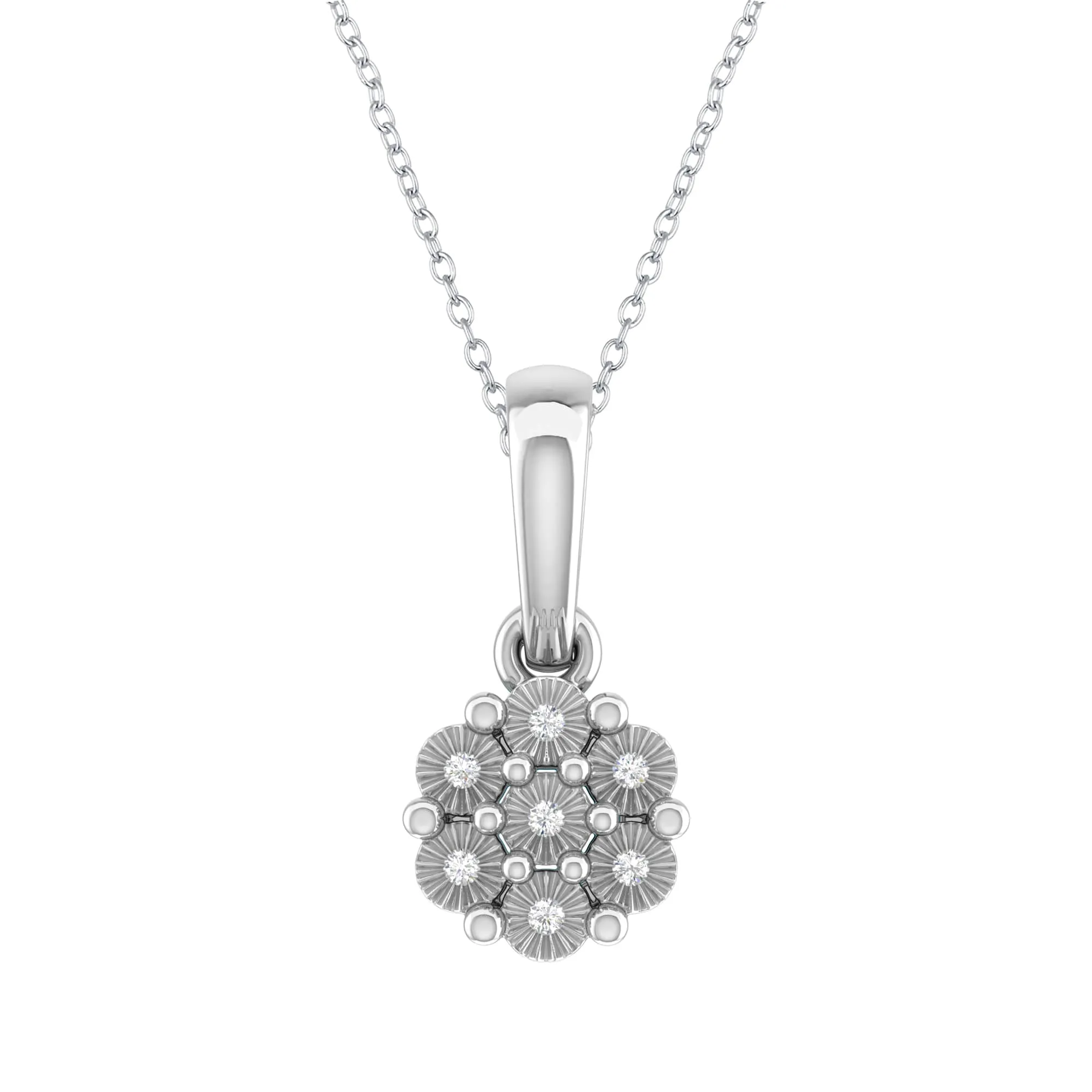 Sterling Silver Natural White Diamond Floral Pendant with 18" Chain sold by Zulily
