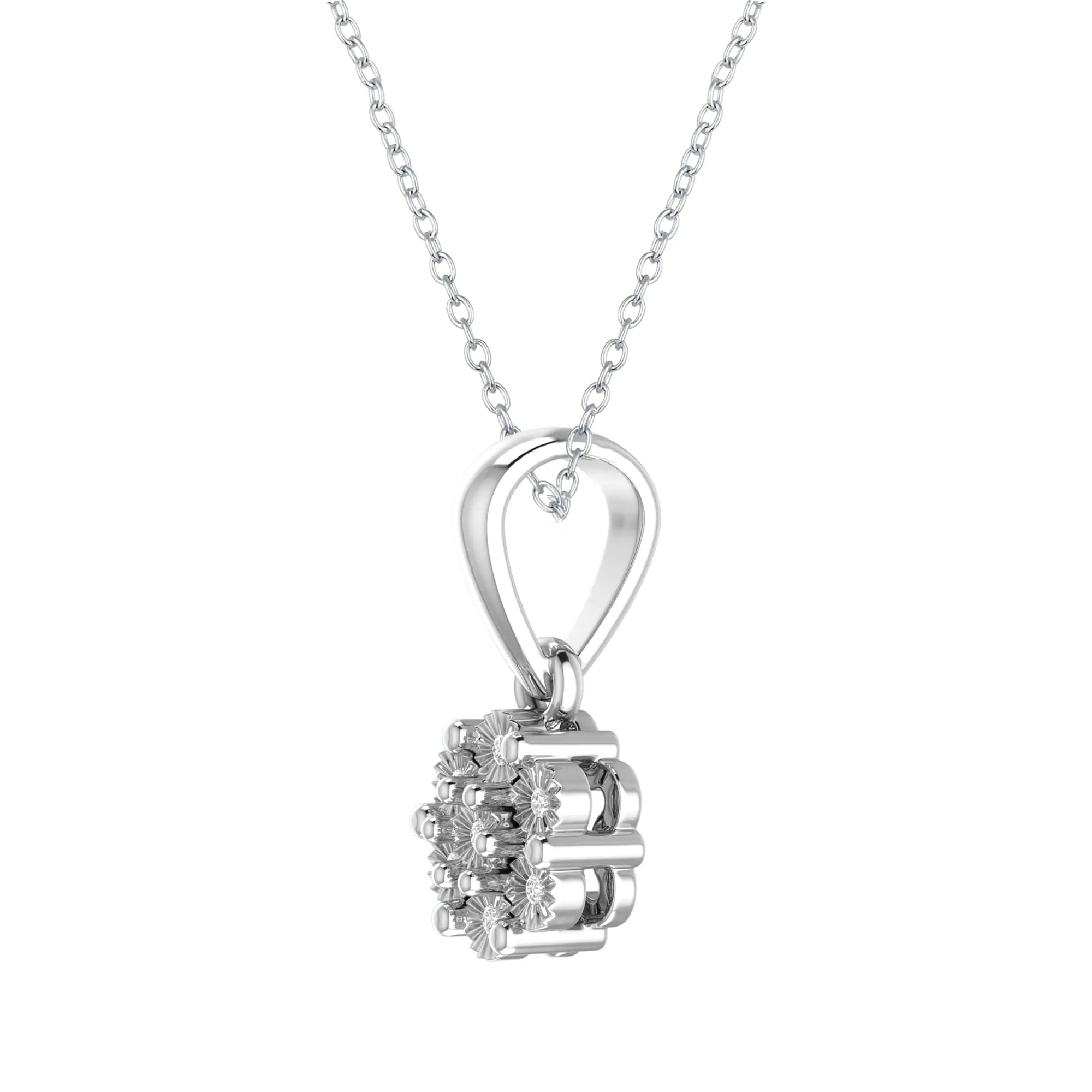 Sterling Silver Natural White Diamond Floral Pendant with 18" Chain sold by Zulily product image thumbnail 2