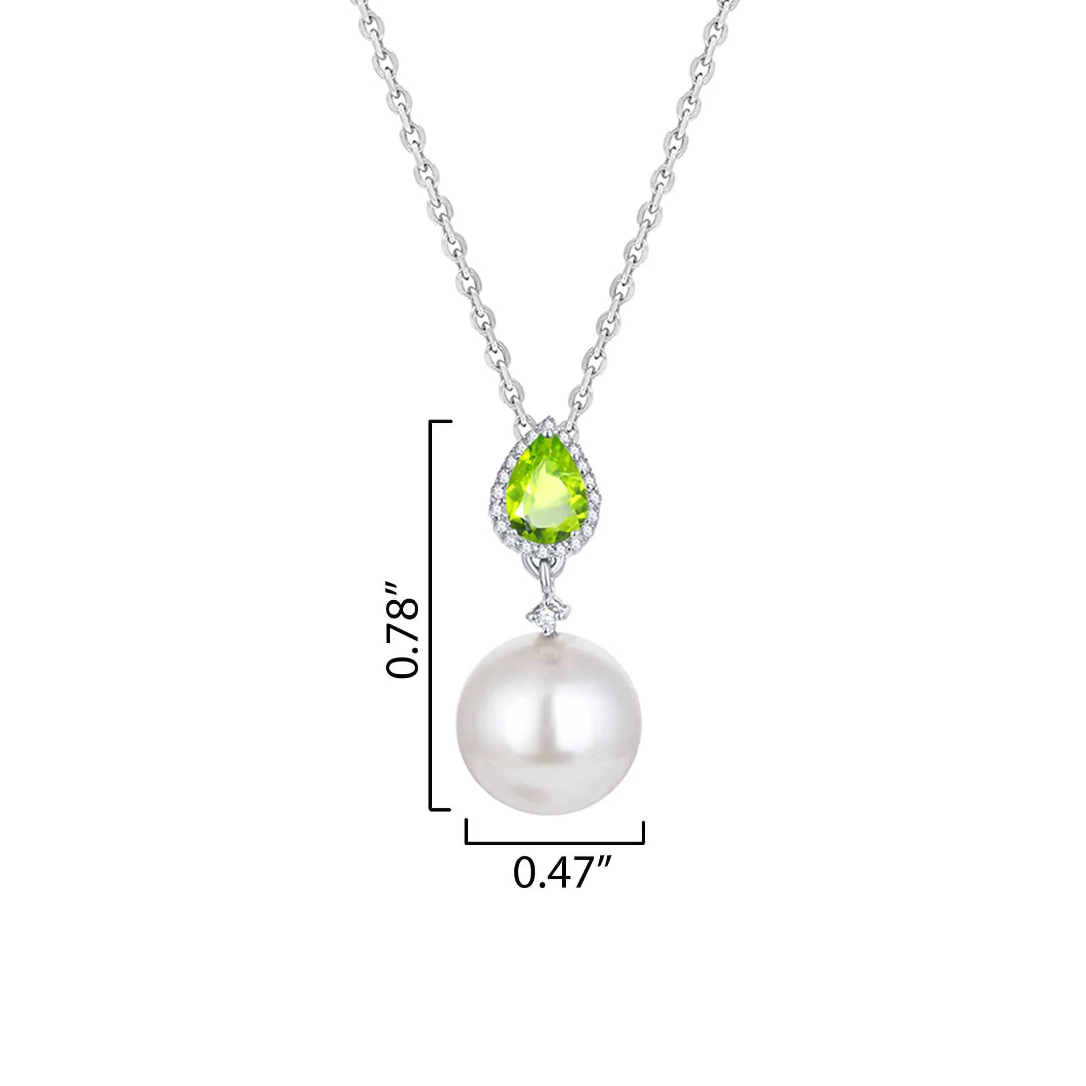 Sterling Silver Shell Pearl, Natural Peridot and White Topaz Drop Pendant with 18" Cable Chain sold by Zulily product image thumbnail 2
