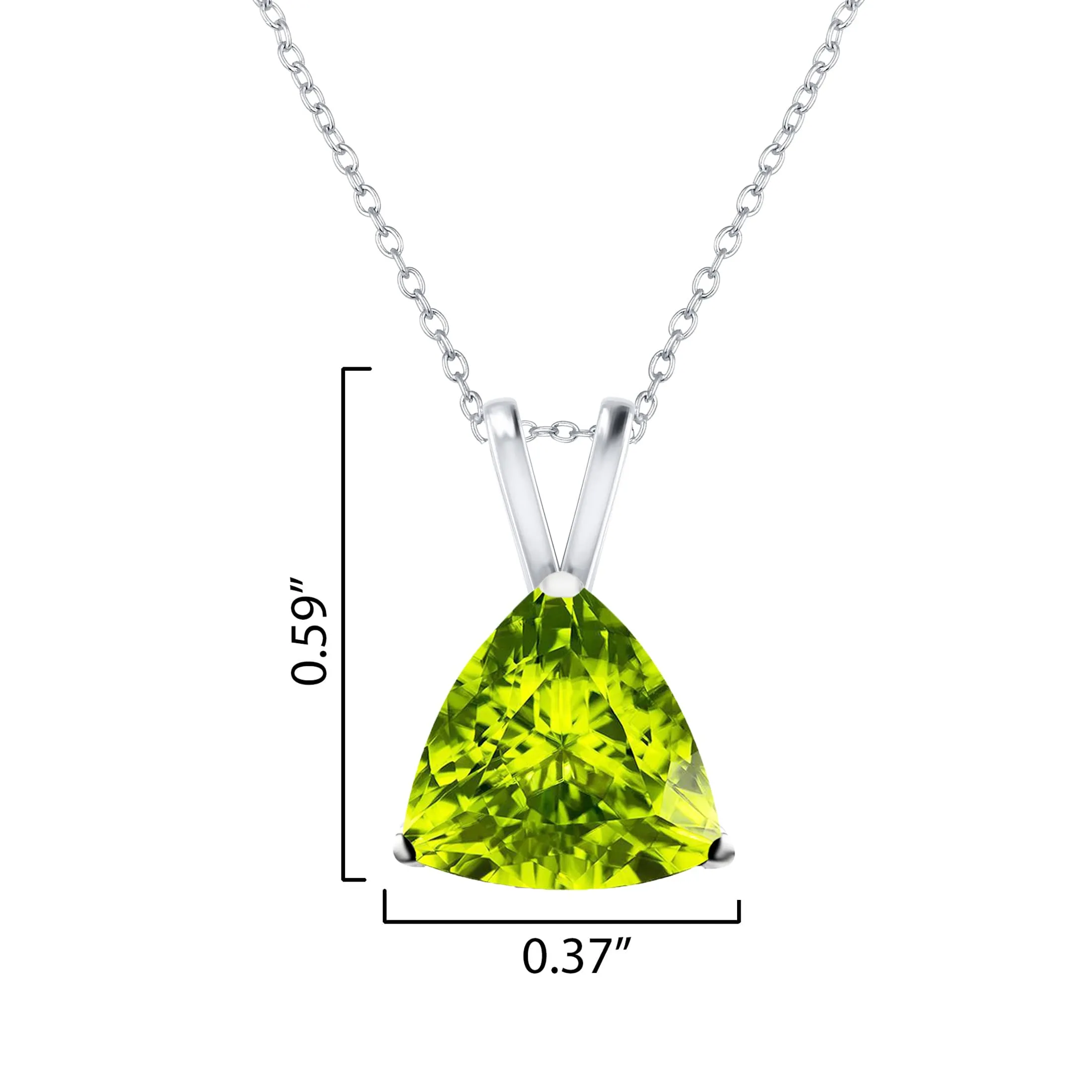 Sterling Silver 1.80CT Trillion Shape Natural Peridot Solitaire Pendant with 18"Cable Chain sold by Zulily product image thumbnail 2