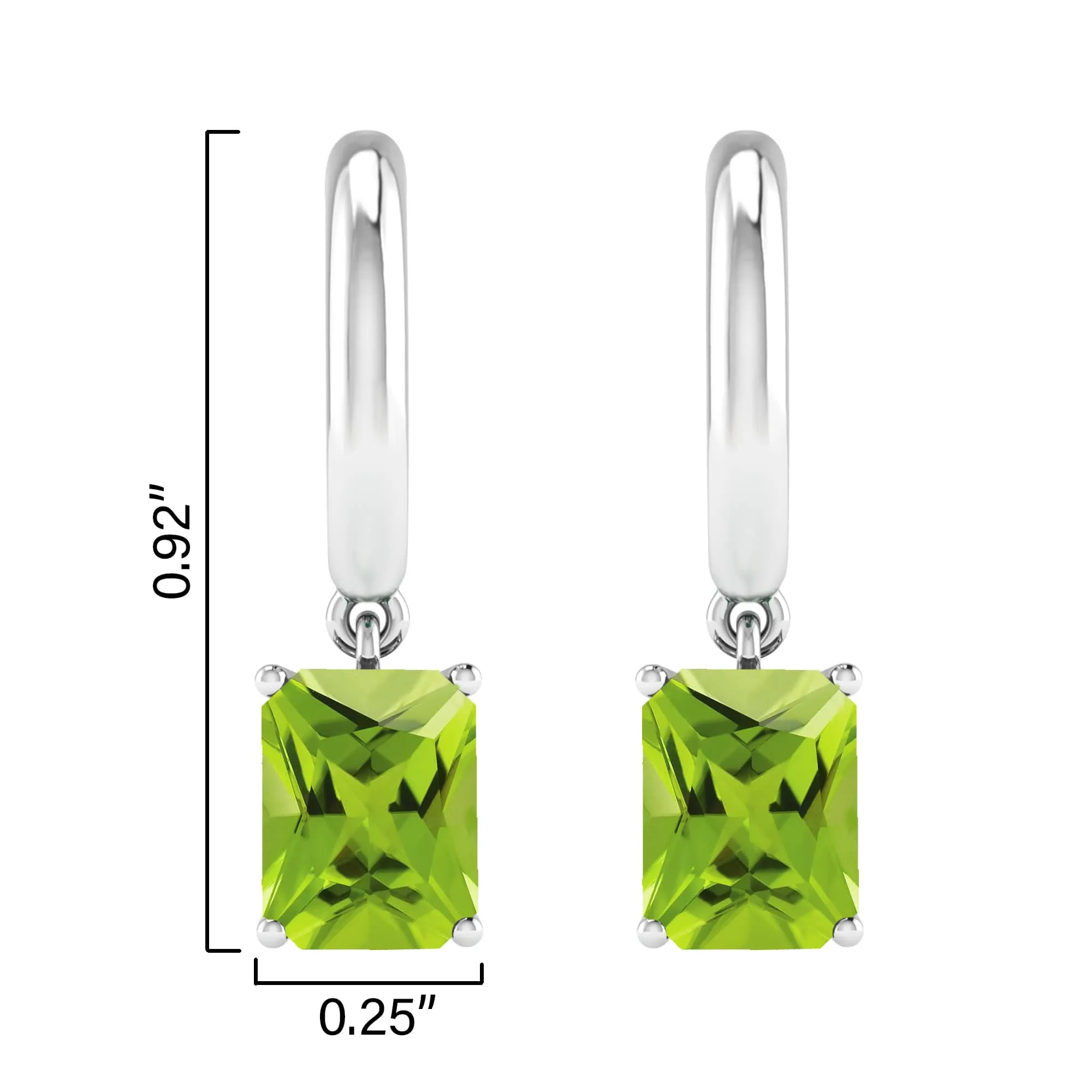 Sterling Silver Emerald Cut 3.10CT Natural Peridot Drop Earrings sold by Zulily product image thumbnail 3