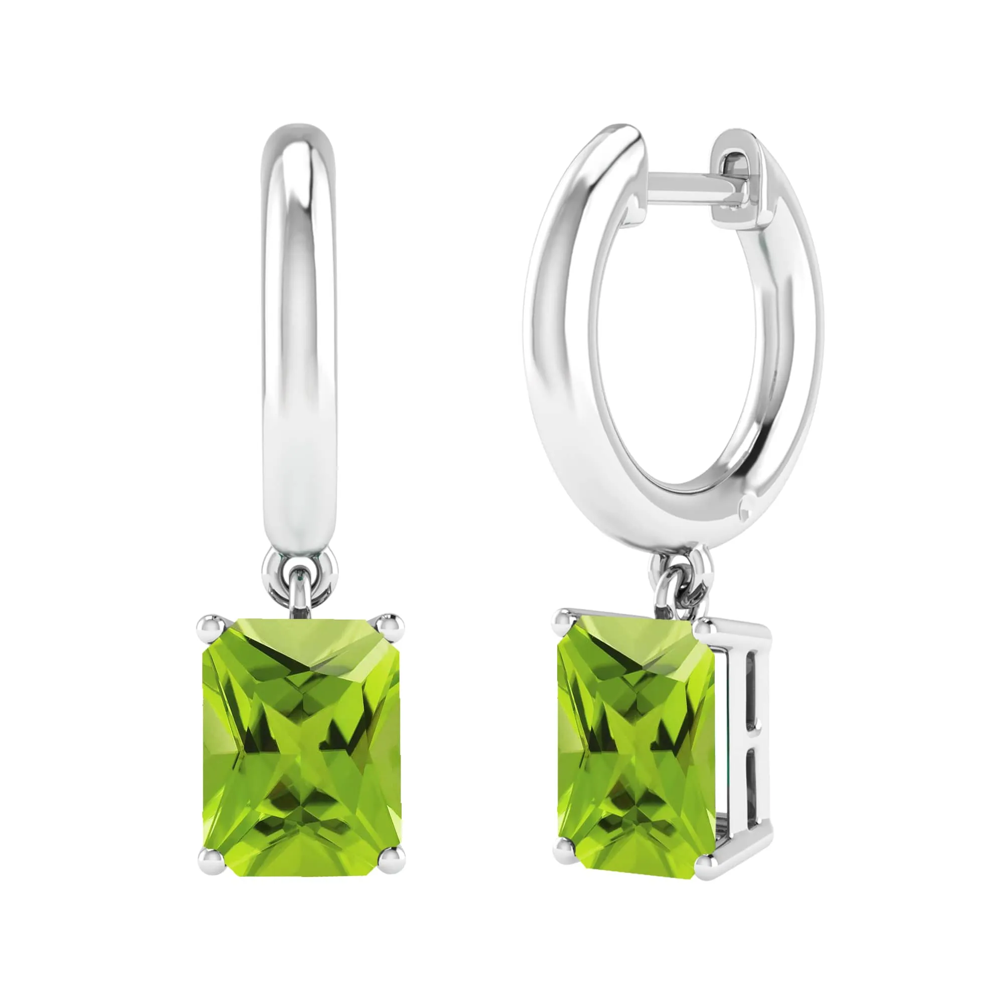 Sterling Silver Emerald Cut 3.10CT Natural Peridot Drop Earrings sold by Zulily