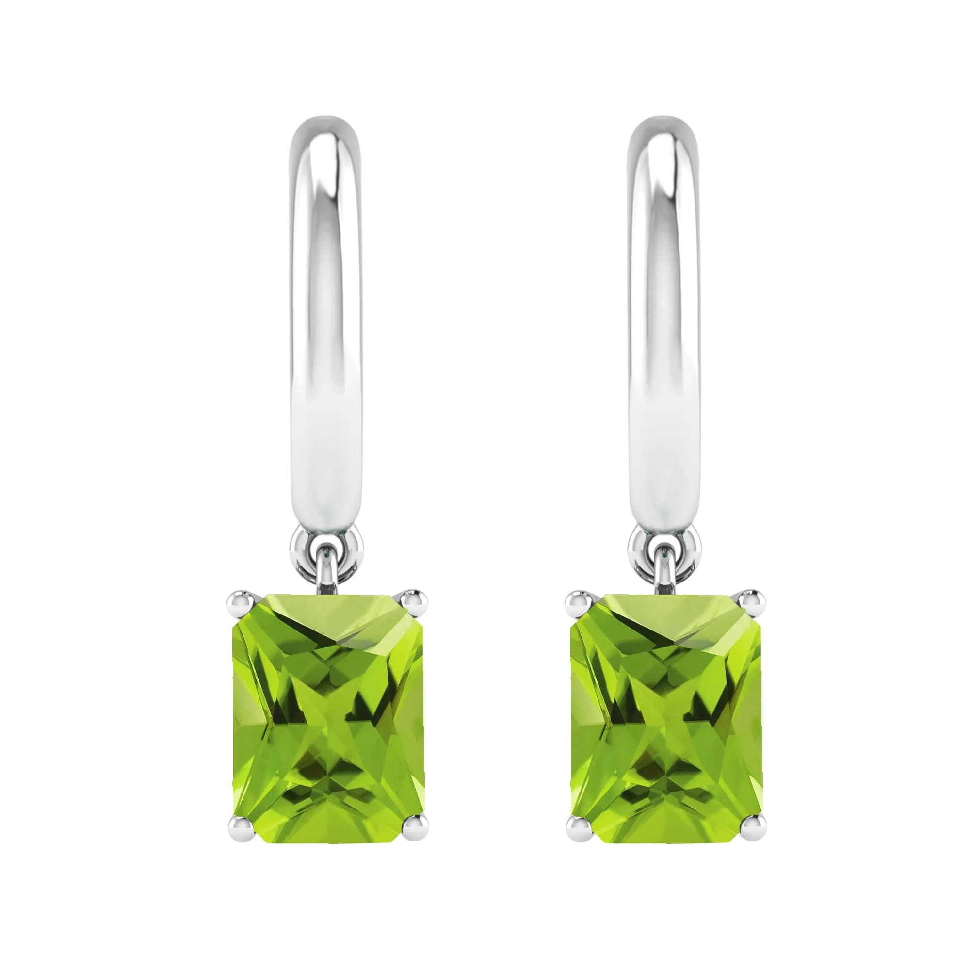 Sterling Silver Emerald Cut 3.10CT Natural Peridot Drop Earrings sold by Zulily product image thumbnail 2
