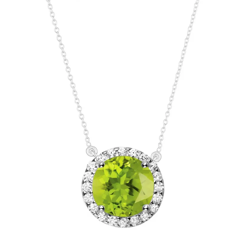 Sterling Silver 2.50CT Natural Peridot and White Topaz Halo Necklace sold by Zulily