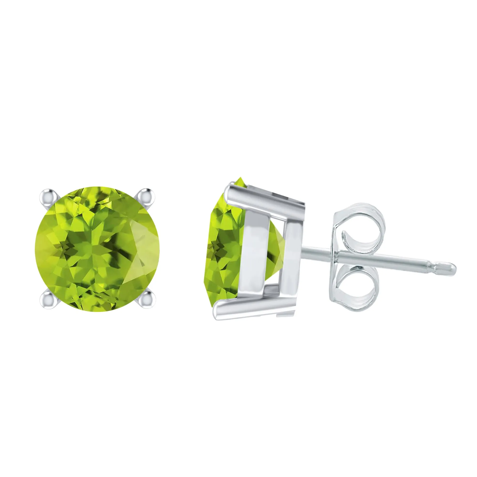 Sterling Silver 4.20CT Natural Peridot Round Stud Earrings sold by Zulily