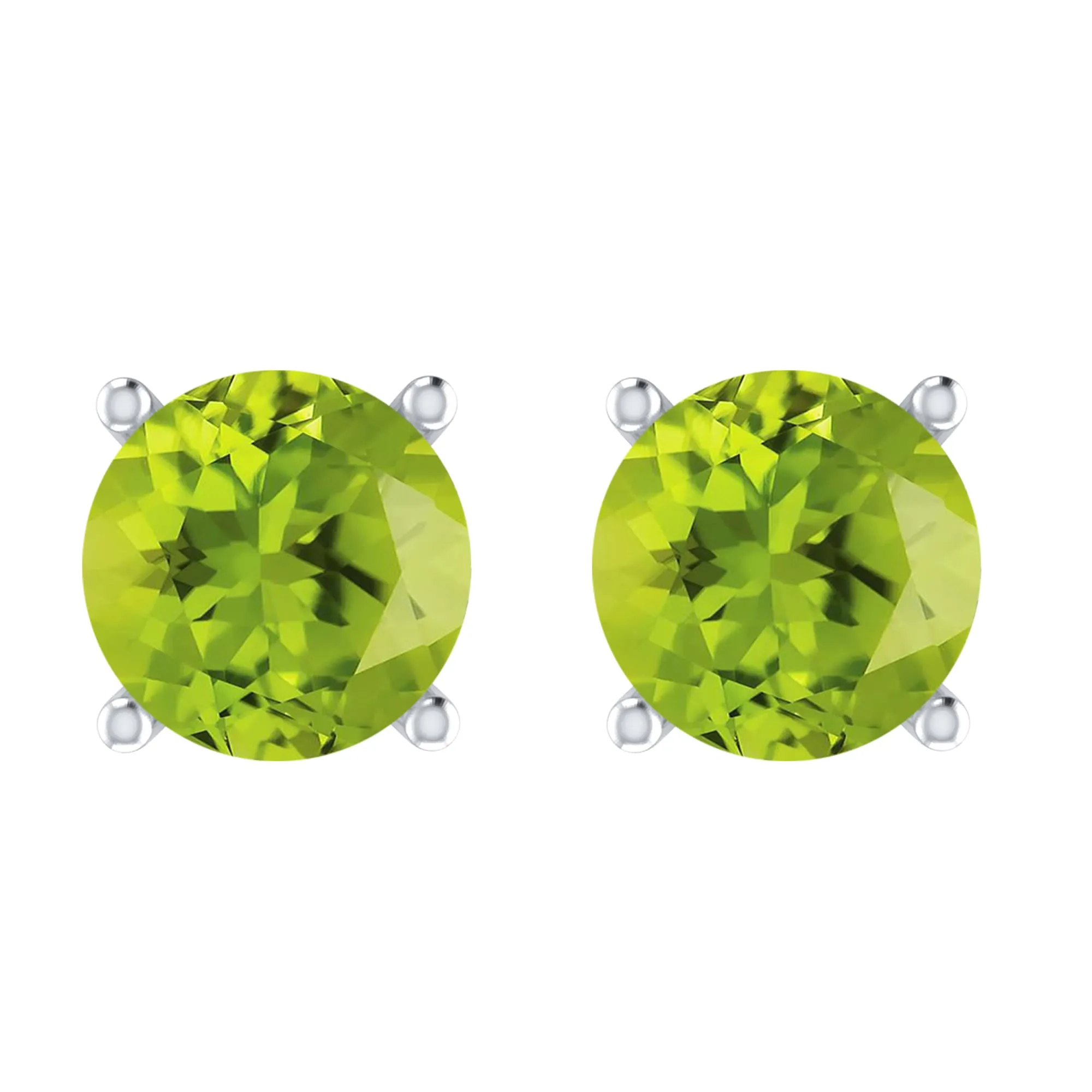 Sterling Silver 4.20CT Natural Peridot Round Stud Earrings sold by Zulily product image thumbnail 2