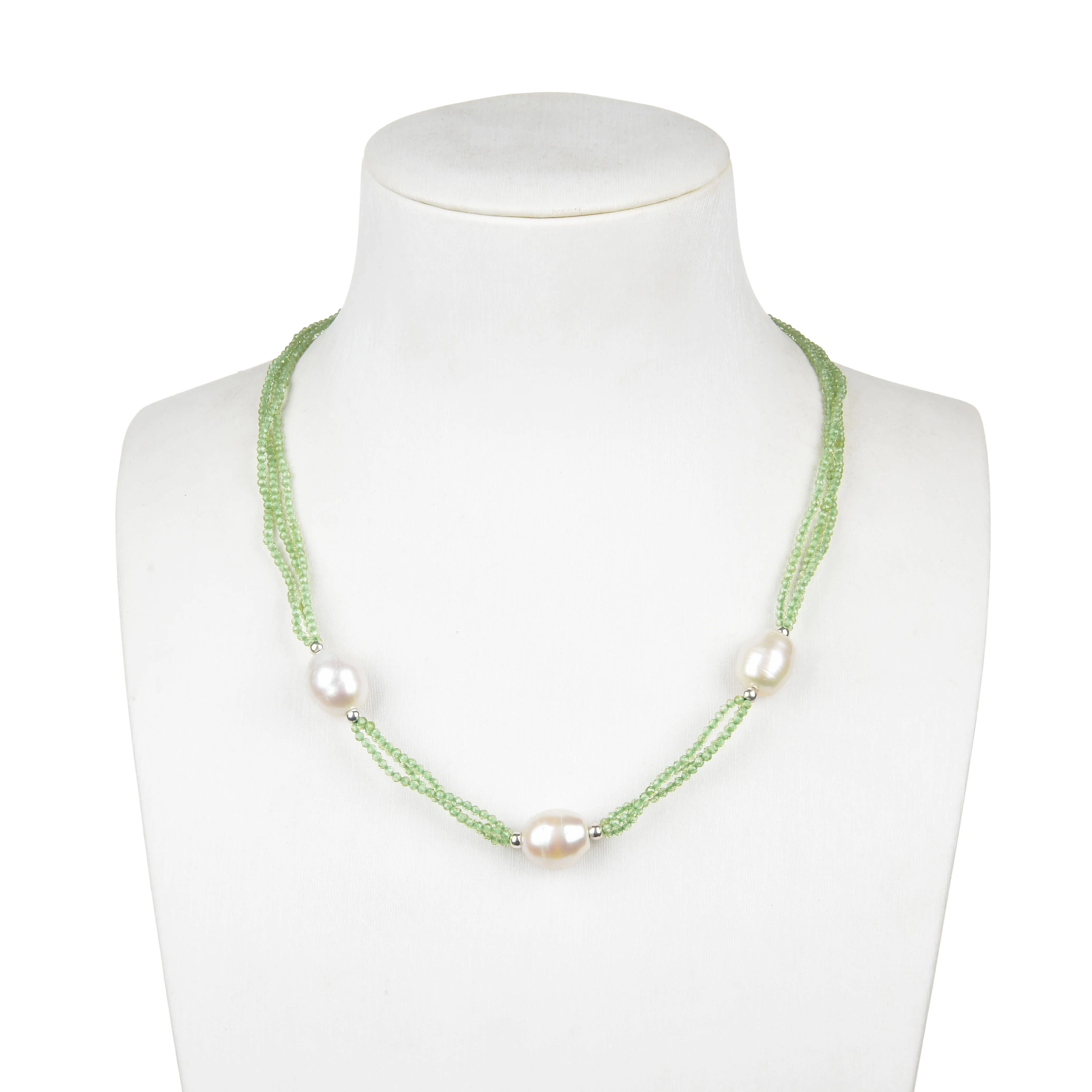 V3 Jewelry Natural Peridot and Freshwater Pearl Three Strand Necklace sold by Zulily product image thumbnail 2