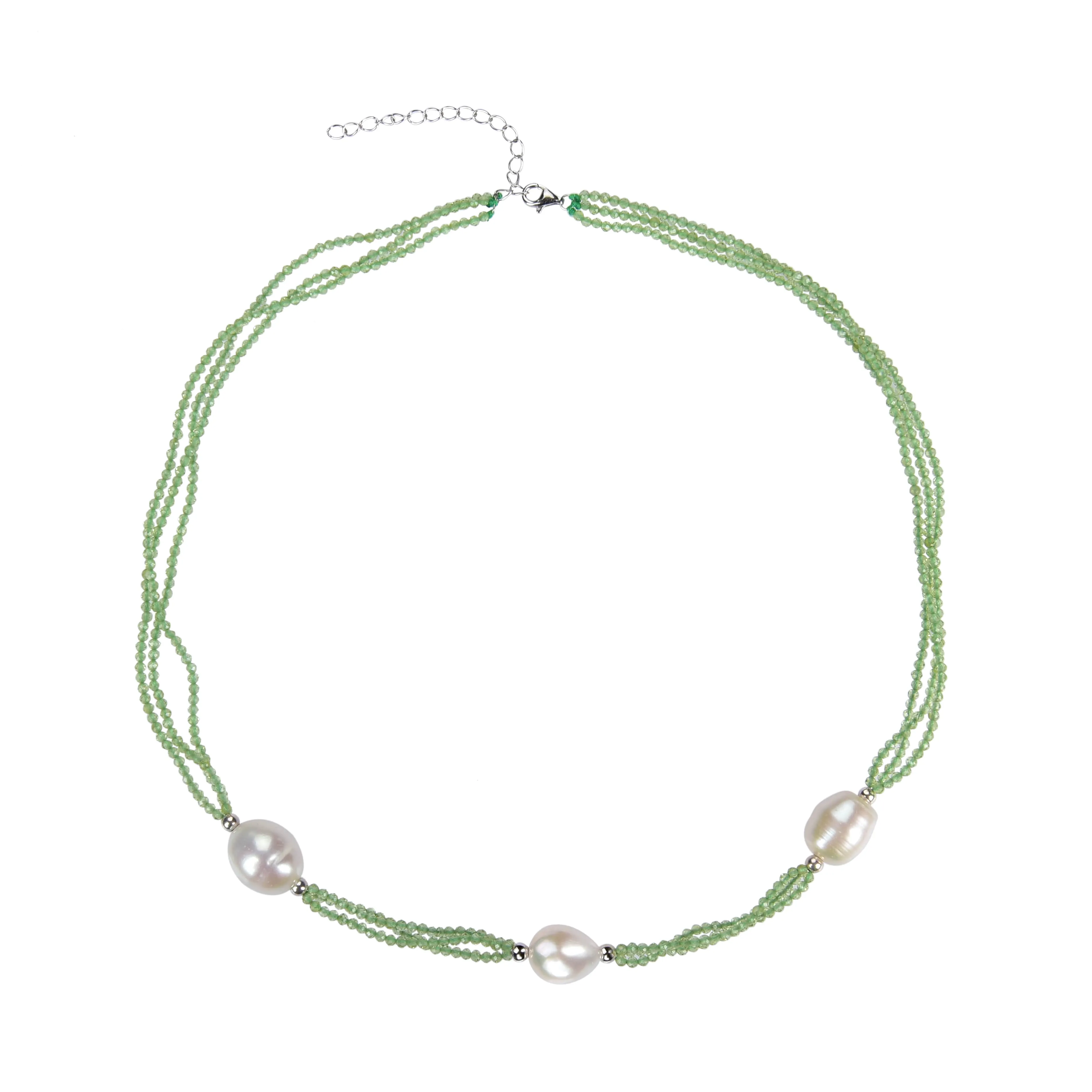 V3 Jewelry Natural Peridot and Freshwater Pearl Three Strand Necklace sold by Zulily