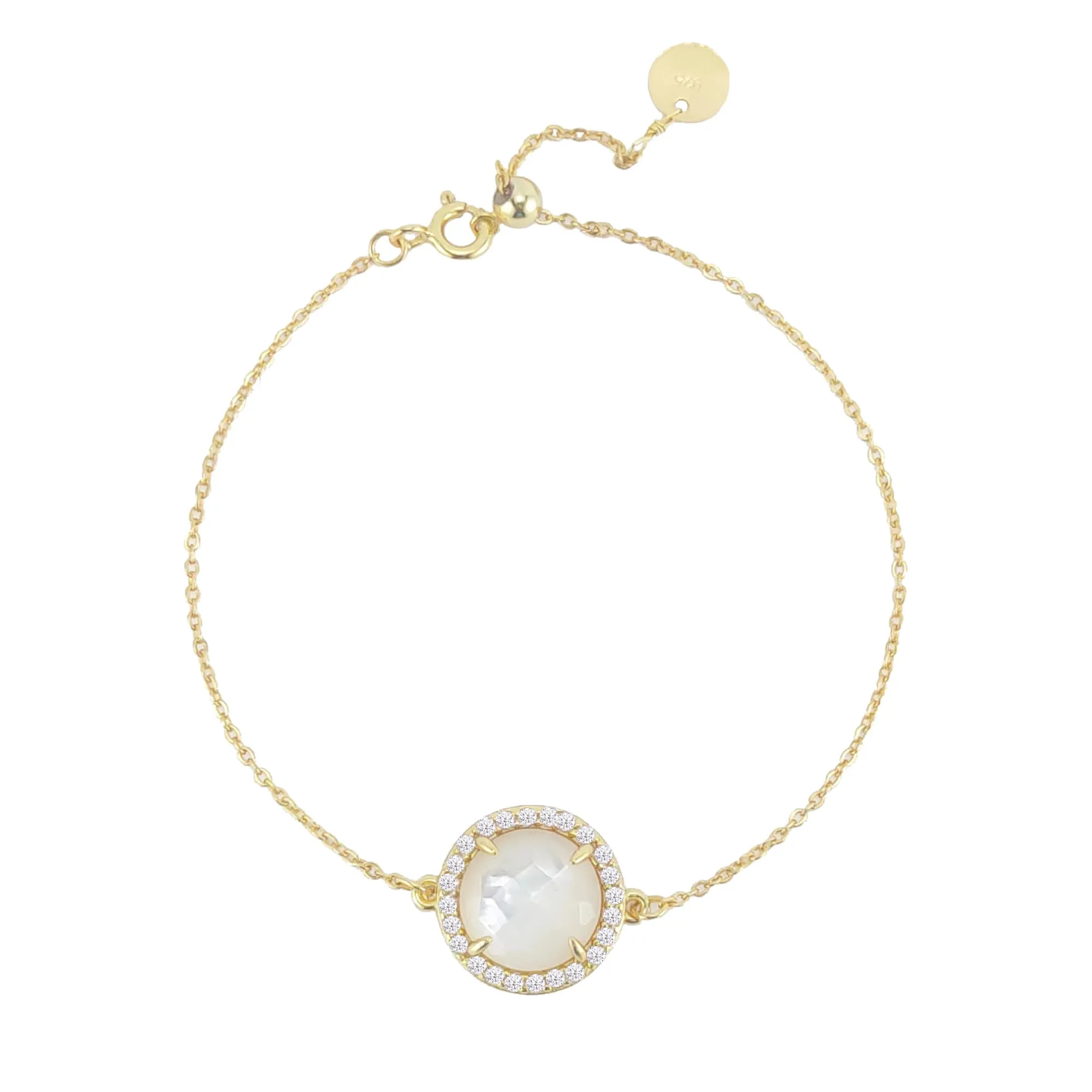 Gold Over Sterling Silver Mother of Pearl and White Topaz Solitaire Bracelet sold by Zulily