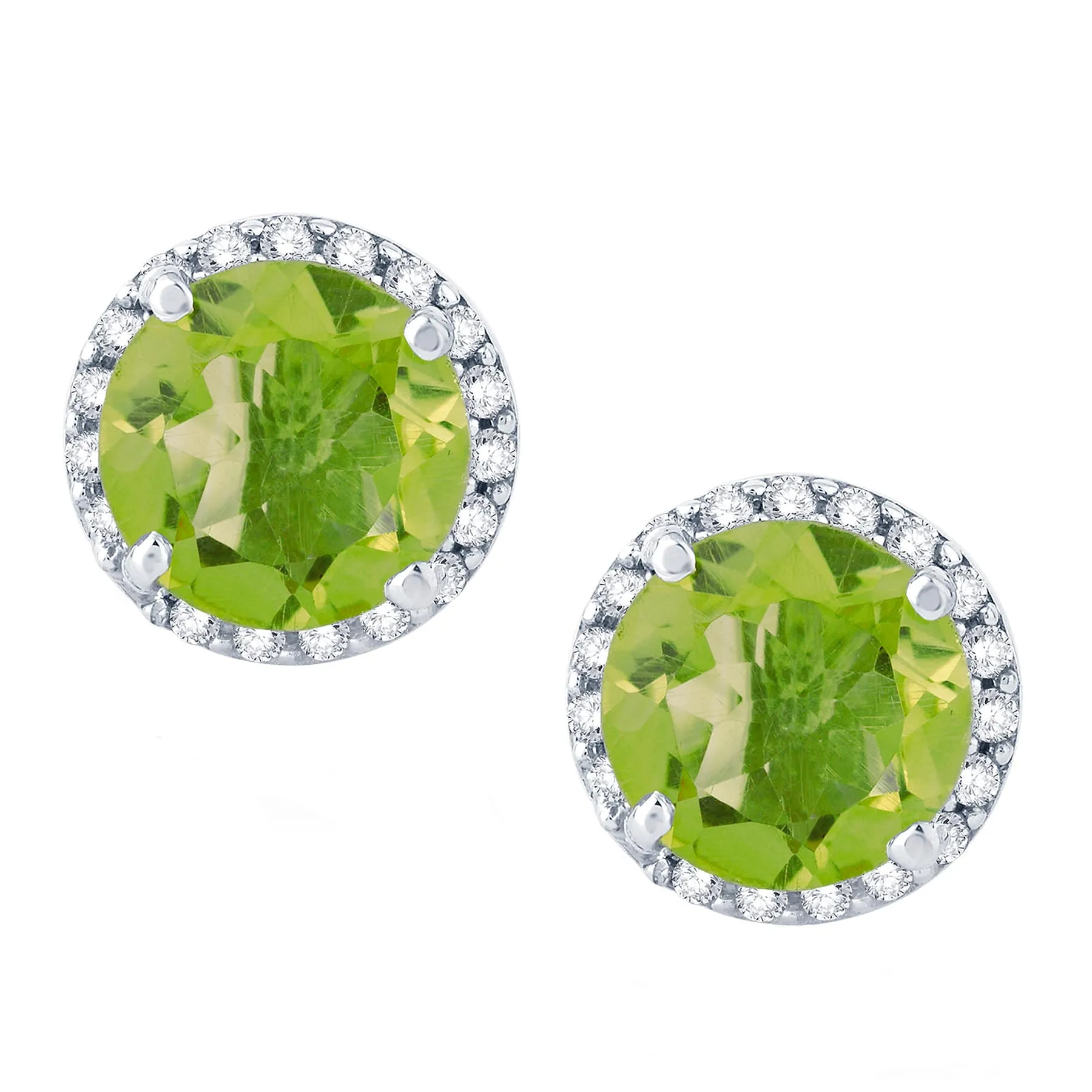 Sterling Silver 5CT Natural Peridot and White Topaz Halo Stud Earrings sold by Zulily product image thumbnail 2