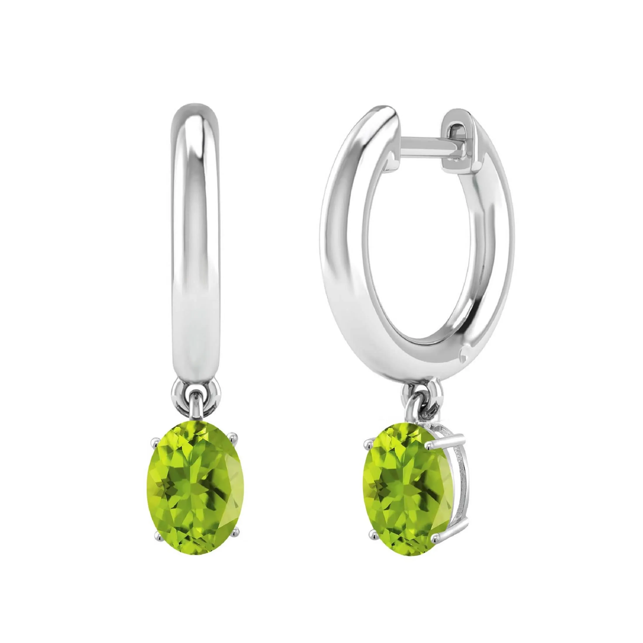 Sterling Silver Oval Shape 1.75CT Natural Peridot Drop Earrings sold by Zulily