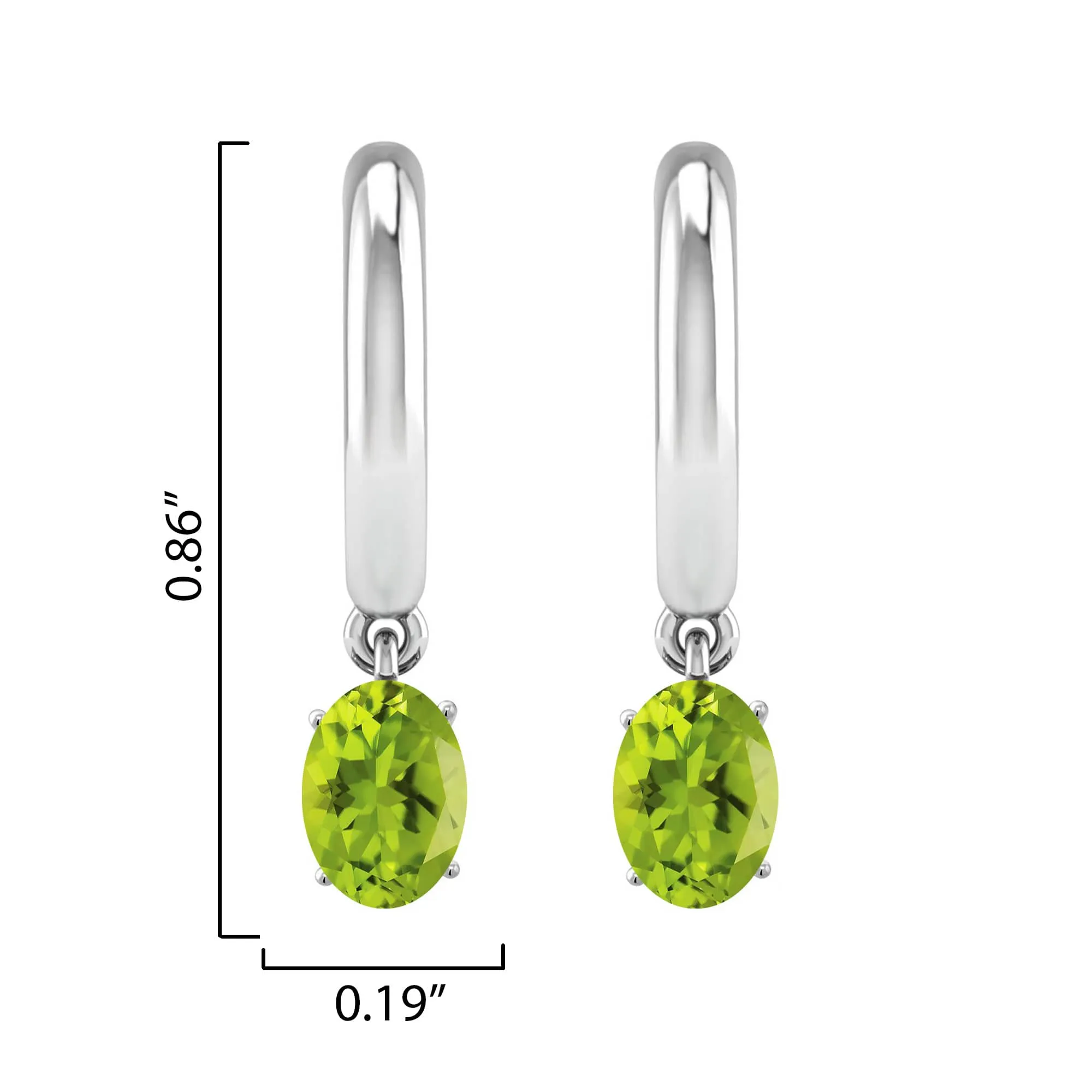Sterling Silver Oval Shape 1.75CT Natural Peridot Drop Earrings sold by Zulily product image thumbnail 3