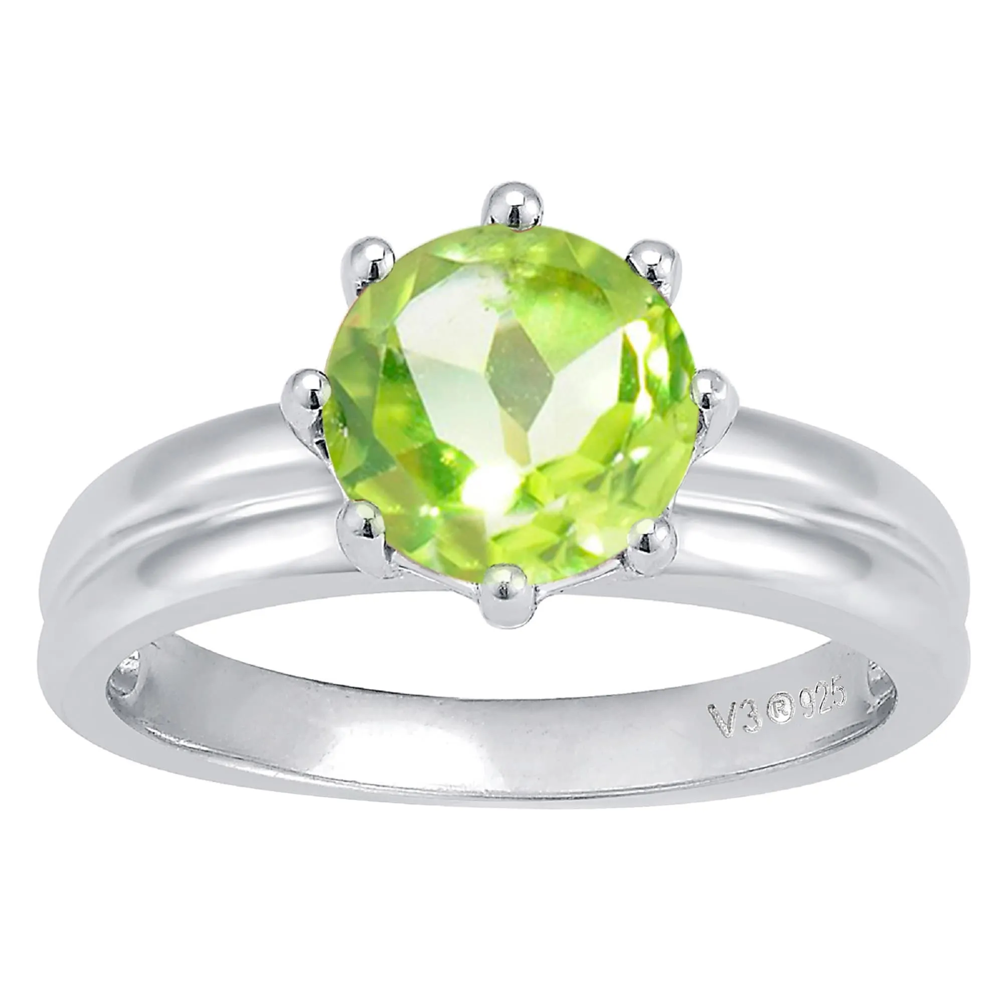 V3 Jewelry Sterling Silver 2.10CT Round Shape Natural Peridot Solitaire Ring sold by Zulily product image thumbnail 5