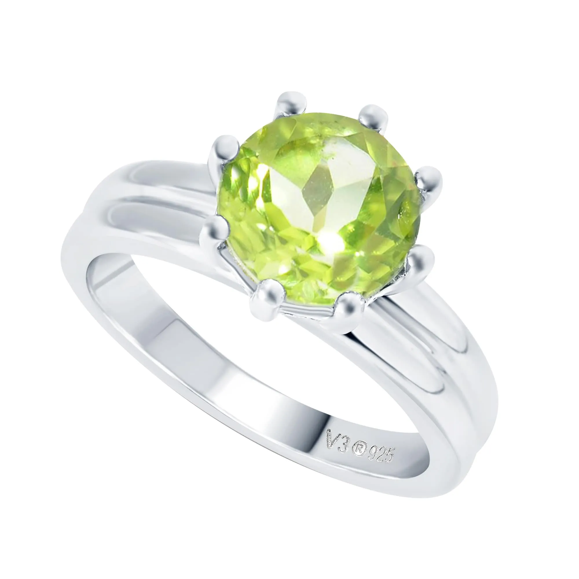 V3 Jewelry Sterling Silver 2.10CT Round Shape Natural Peridot Solitaire Ring sold by Zulily product image thumbnail 2
