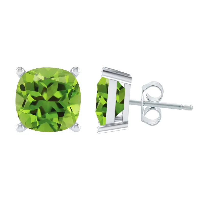 Sterling Silver Cushion Cut 5.0CT Natural Peridot Stud Earrings sold by Zulily