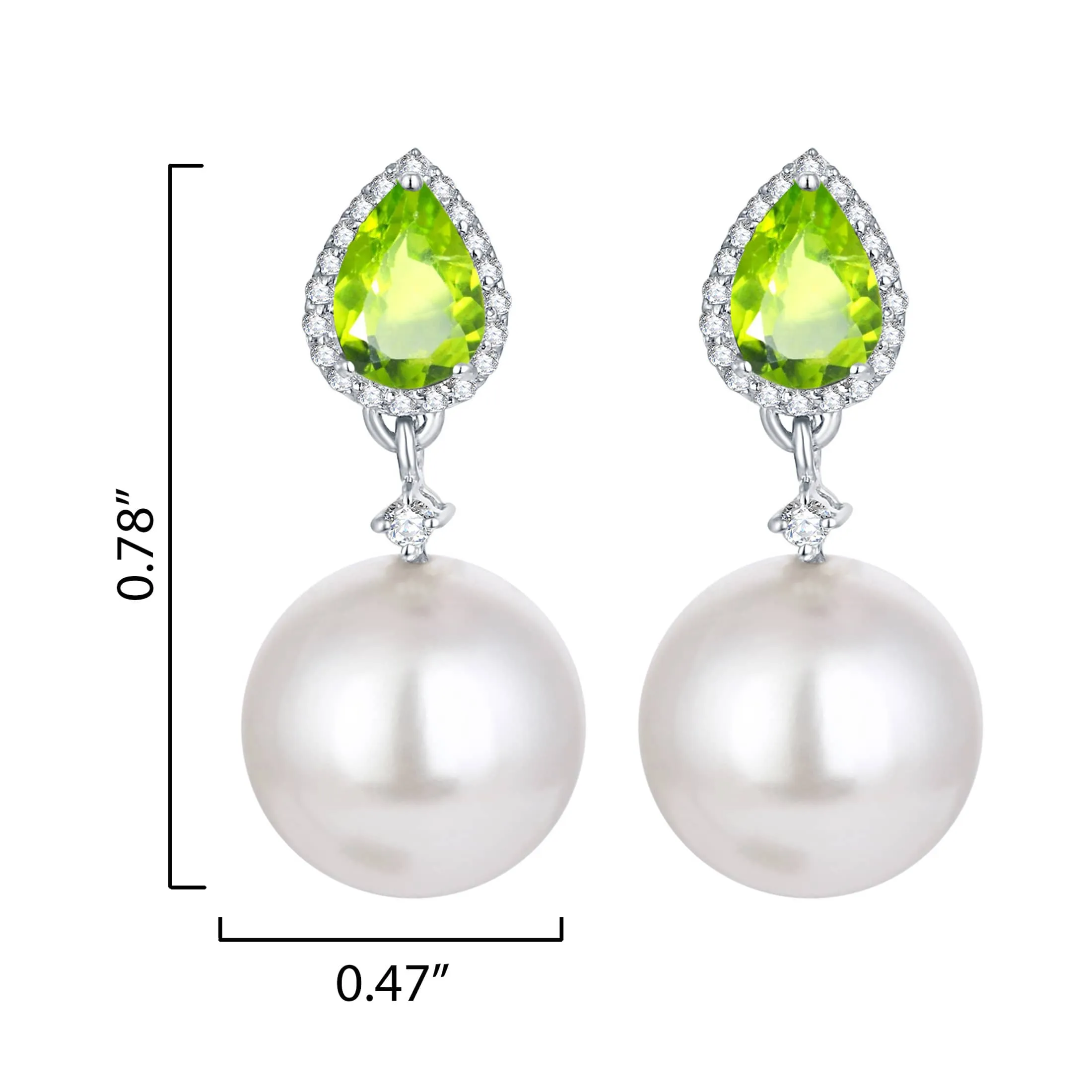Sterling Silver Shell Pearl, Natural Peridot and White Topaz Drop Earrings sold by Zulily product image thumbnail 2