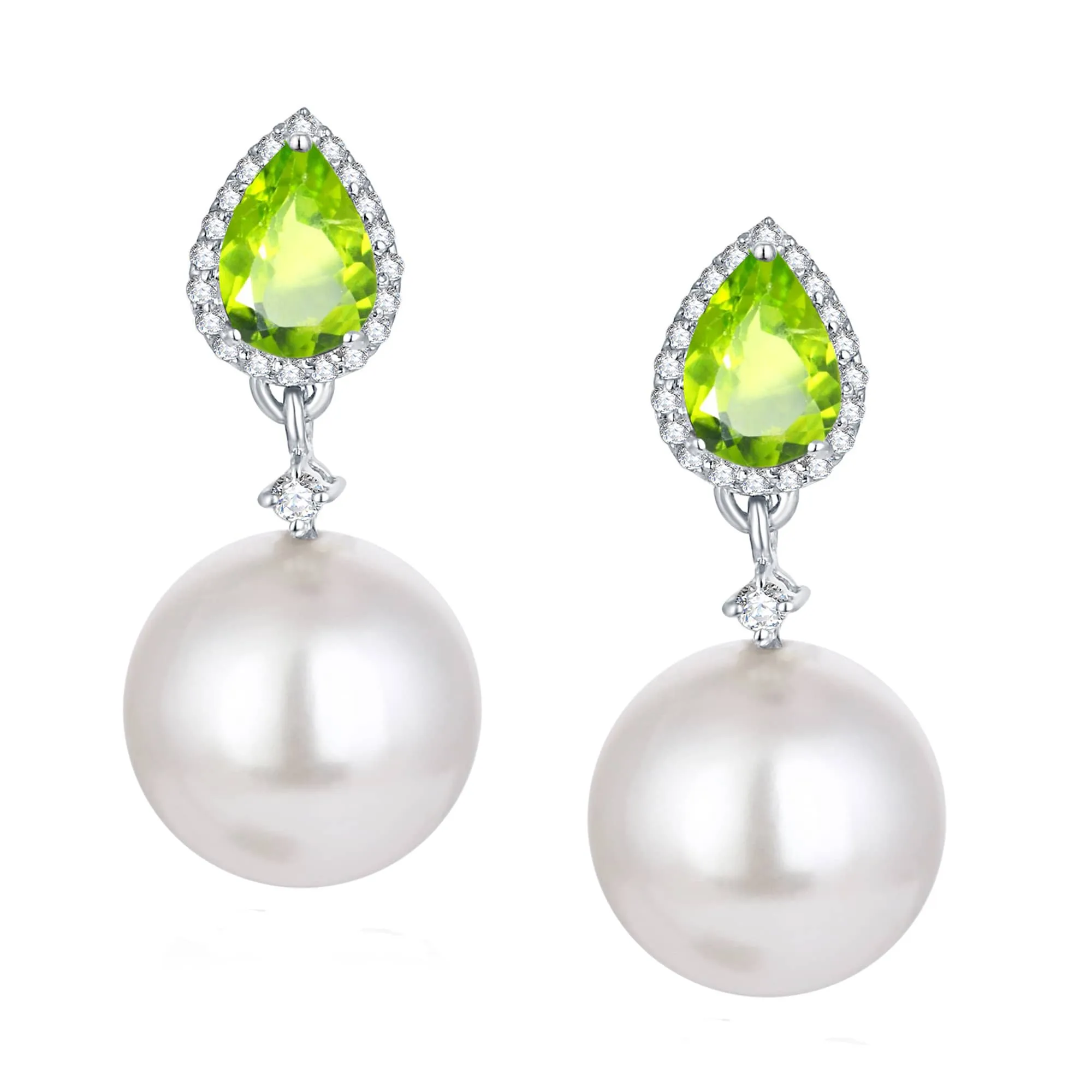 Sterling Silver Shell Pearl, Natural Peridot and White Topaz Drop Earrings sold by Zulily