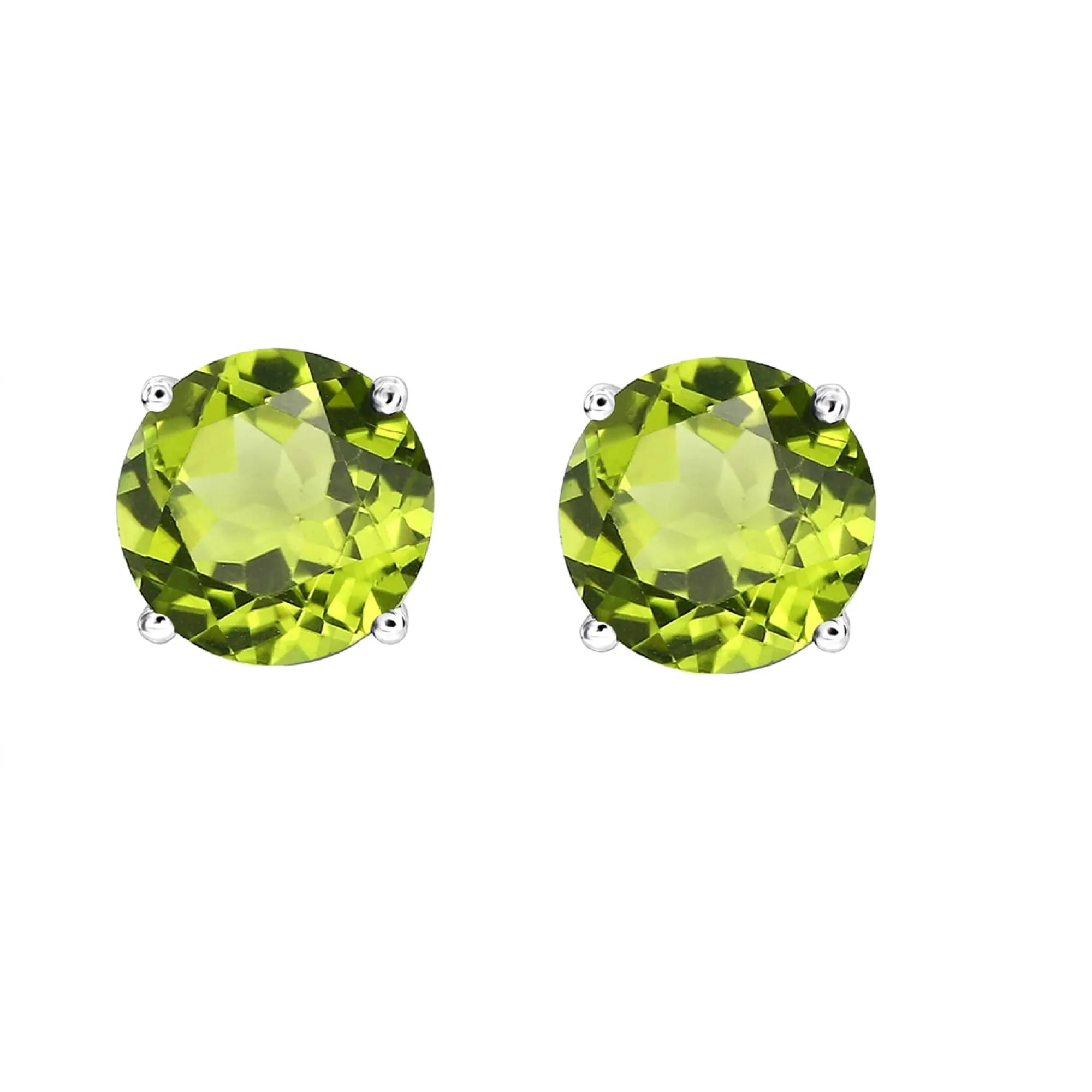 Sterling Silver Round Shape Natural Peridot Stud Earrings sold by Zulily product image thumbnail 2
