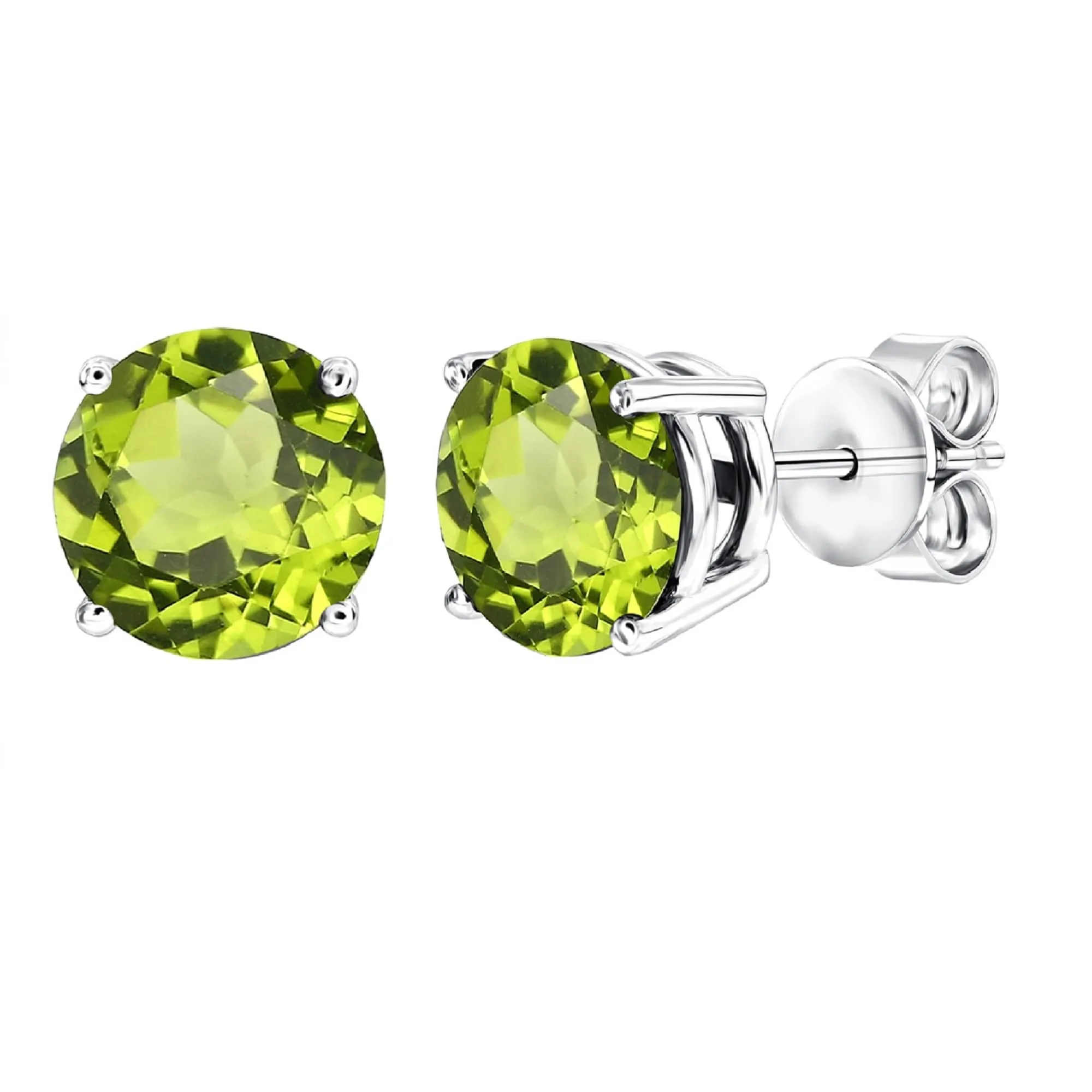 Sterling Silver Round Shape Natural Peridot Stud Earrings sold by Zulily