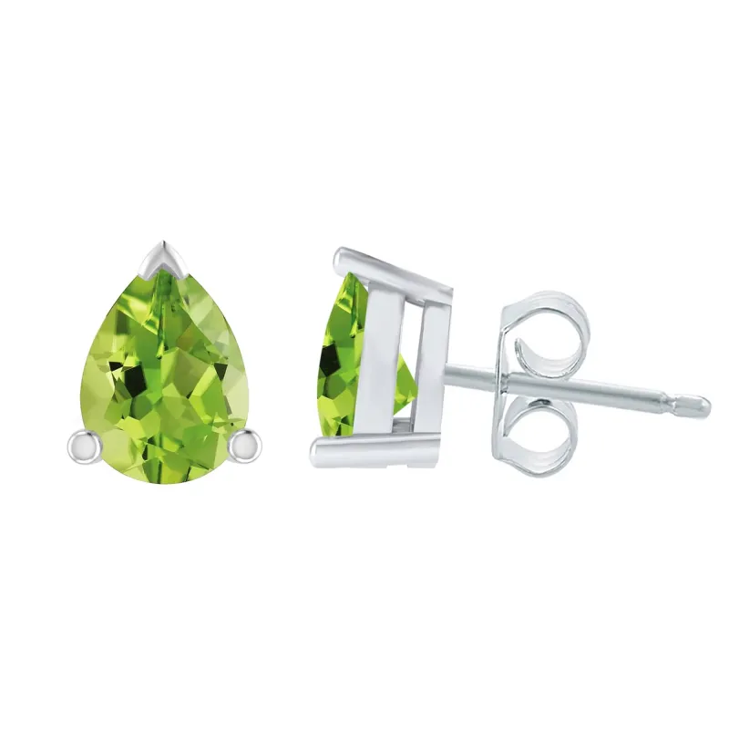 Sterling Silver 1.40CT Pear Shape Natural Peridot Stud Earrings sold by Zulily
