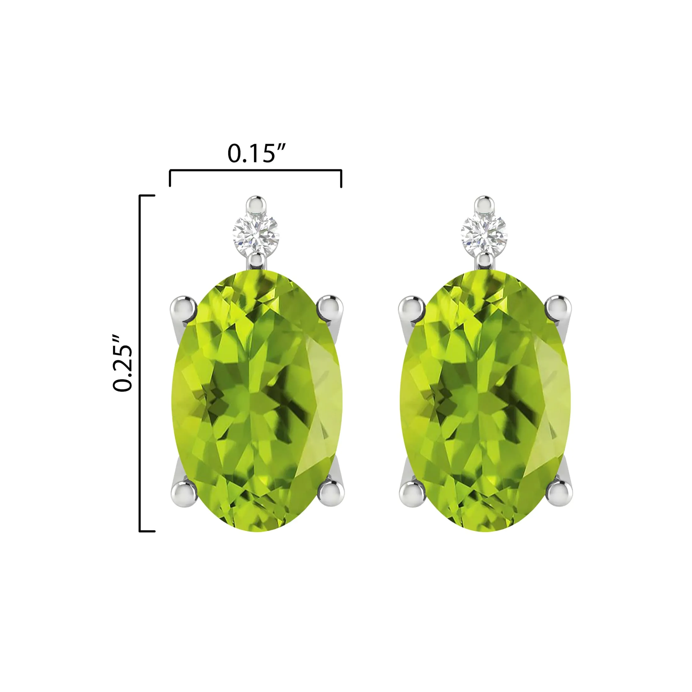 V3 Jewelry 1CT Natural Peridot and White Diamond Sterling Silver Oval Stud Earrings sold by Zulily product image thumbnail 3