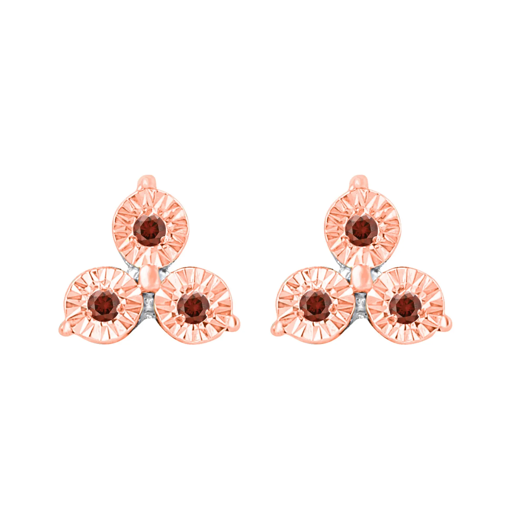 Sterling Silver Natural Red Diamond Three Stone Stud Earrings sold by Zulily product image thumbnail 2