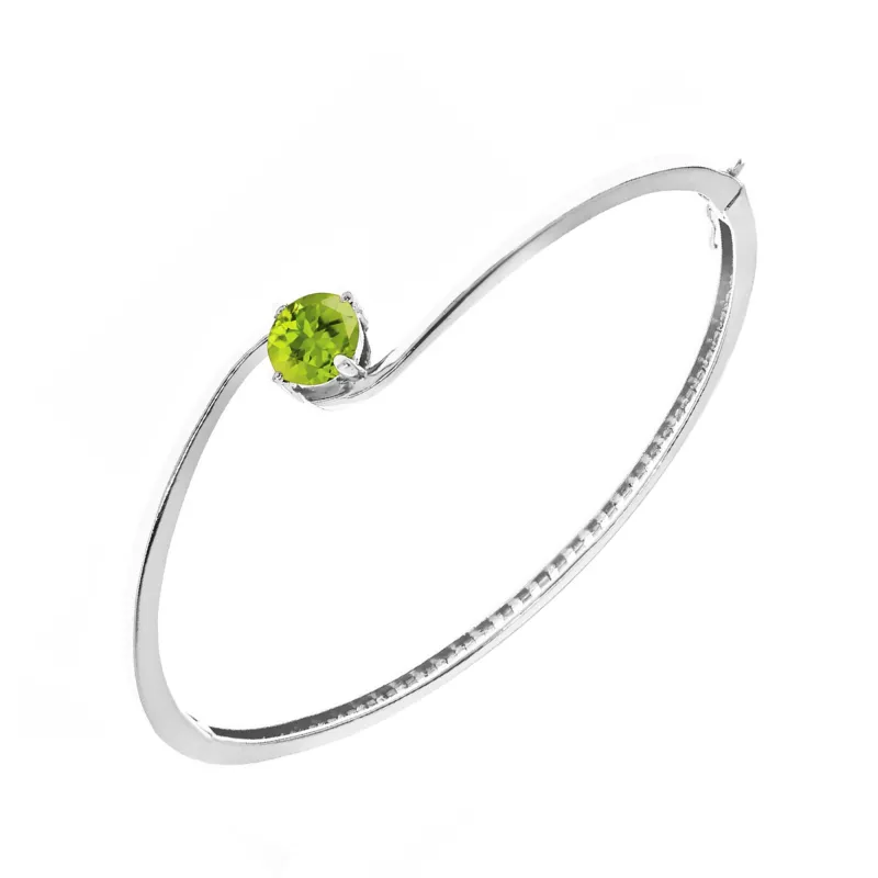 Sterling Silver 2.10CT Natural Peridot Solitaire Bangle Bracelet 7.25 sold by Zulily
