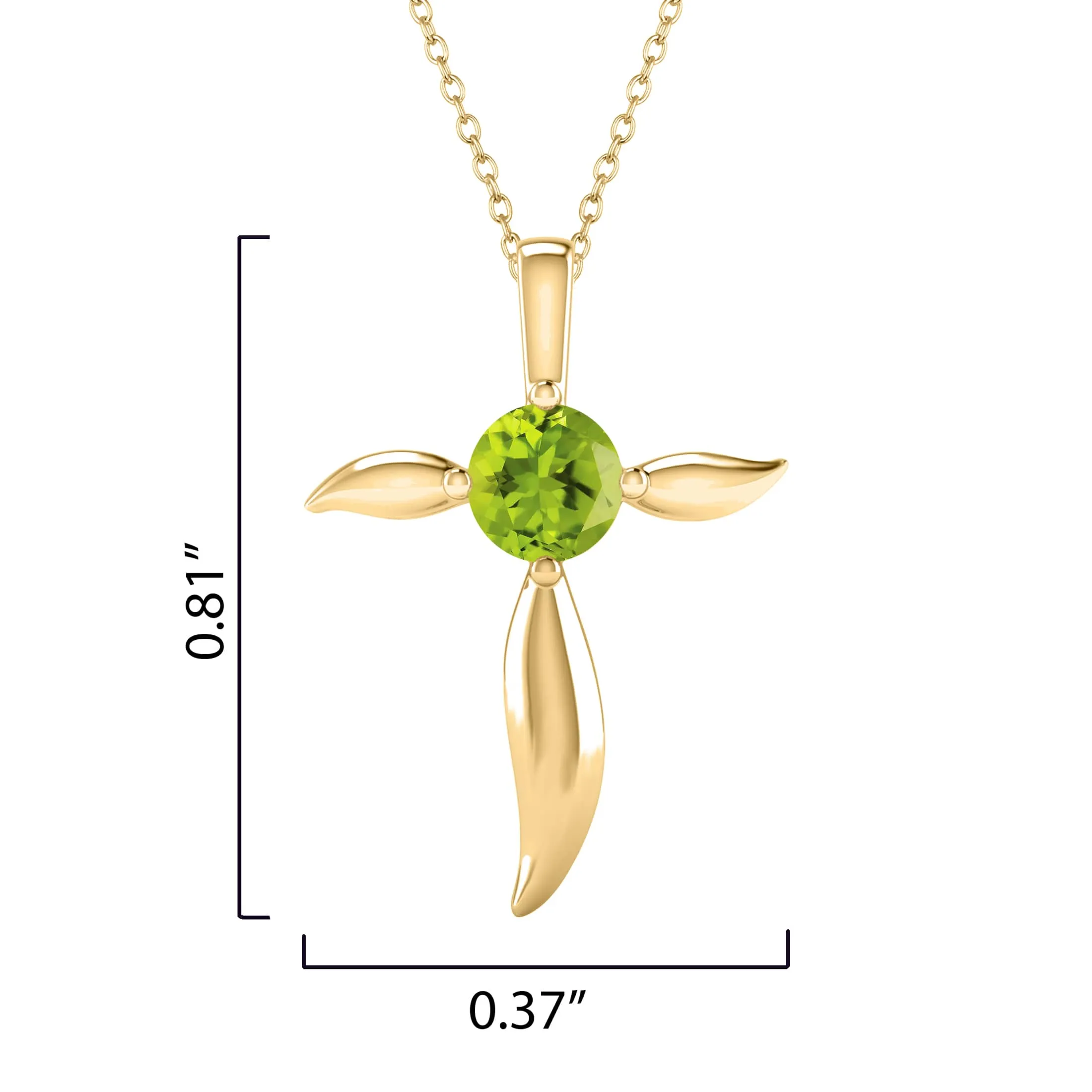 Gold Over Sterling Silver Round Shape Natural Peridot Cross Pendant with 18" Cable Chain sold by Zulily product image thumbnail 3