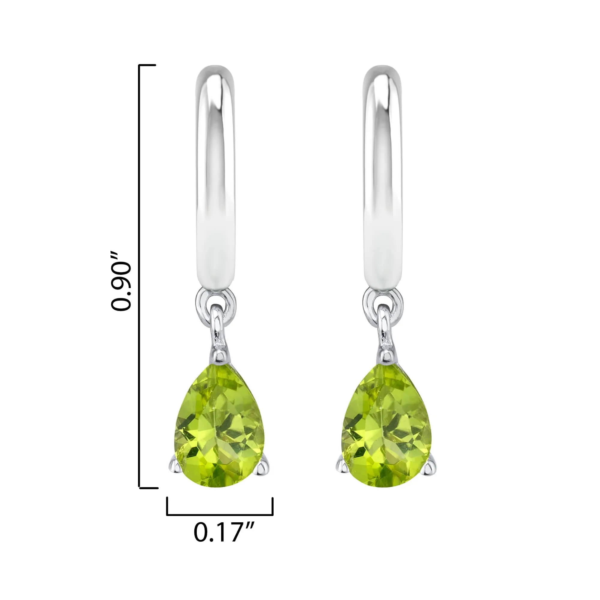 Sterling Silver 1.40CT Pear Shape Natural Peridot Drop Earrings sold by Zulily product image thumbnail 3