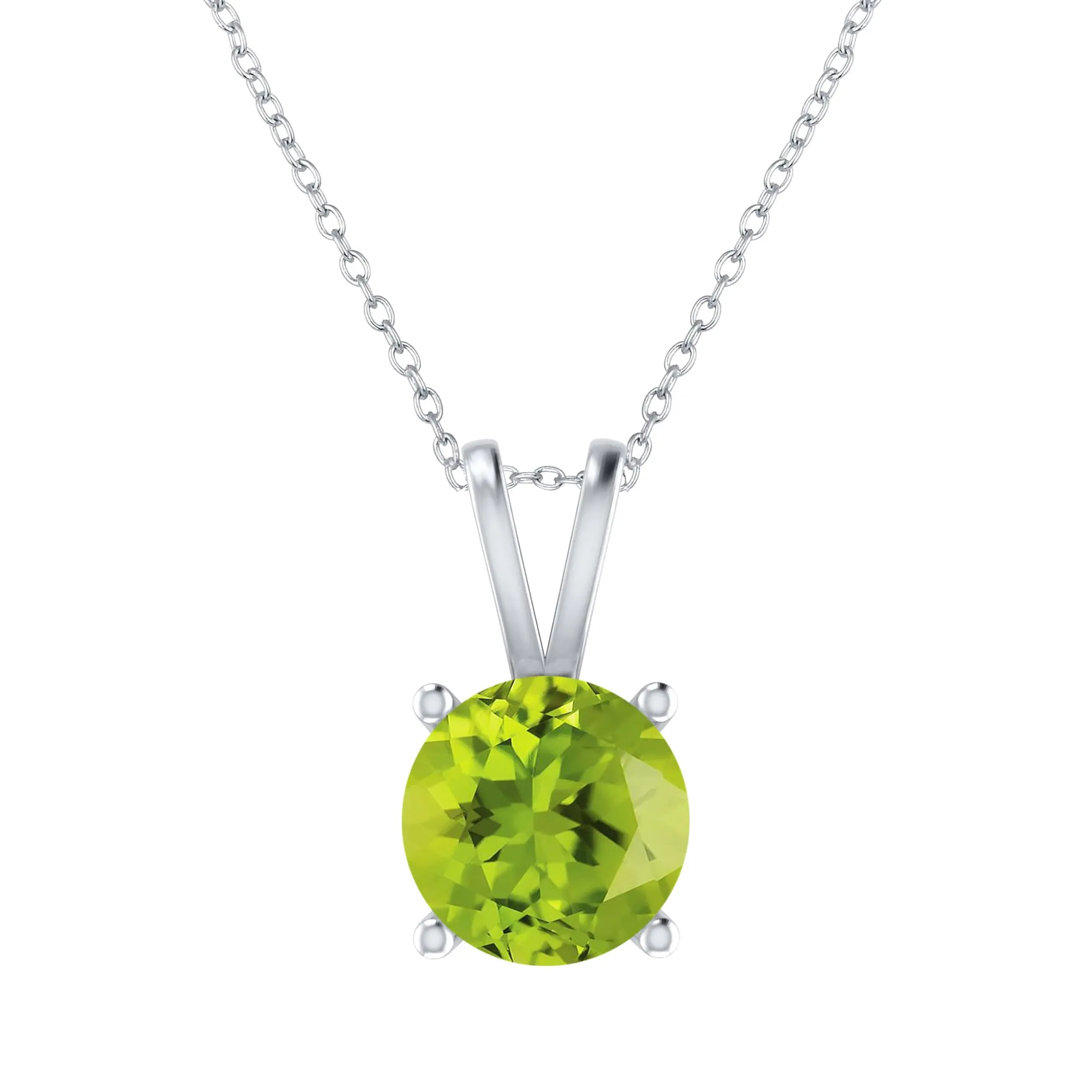 Sterling Silver 2.10CT Round Shape Natural Peridot Solitaire Pendant with 18"Cable Chain sold by Zulily