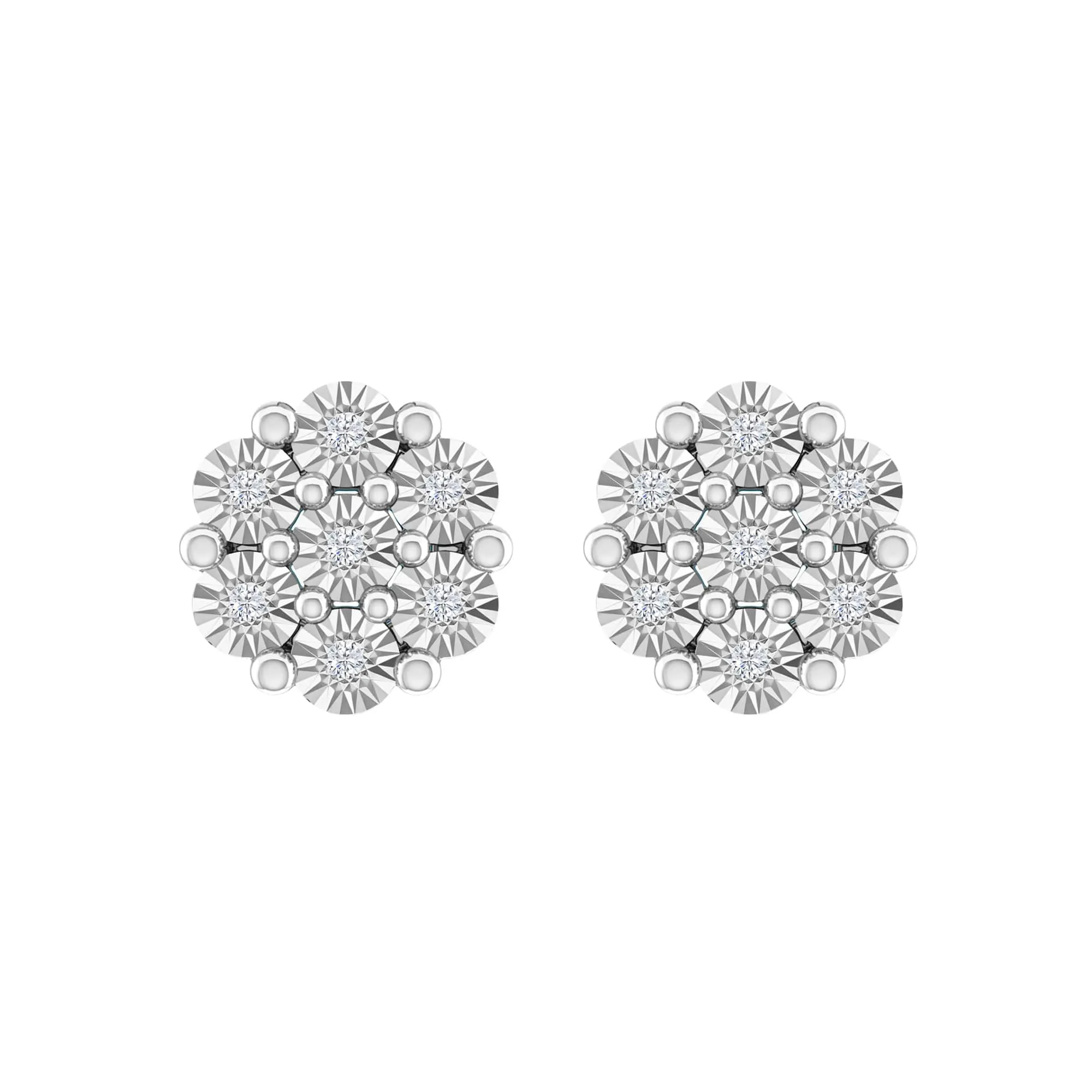 Sterling Silver Natural White Diamond Floral Stud Earrings sold by Zulily product image thumbnail 2
