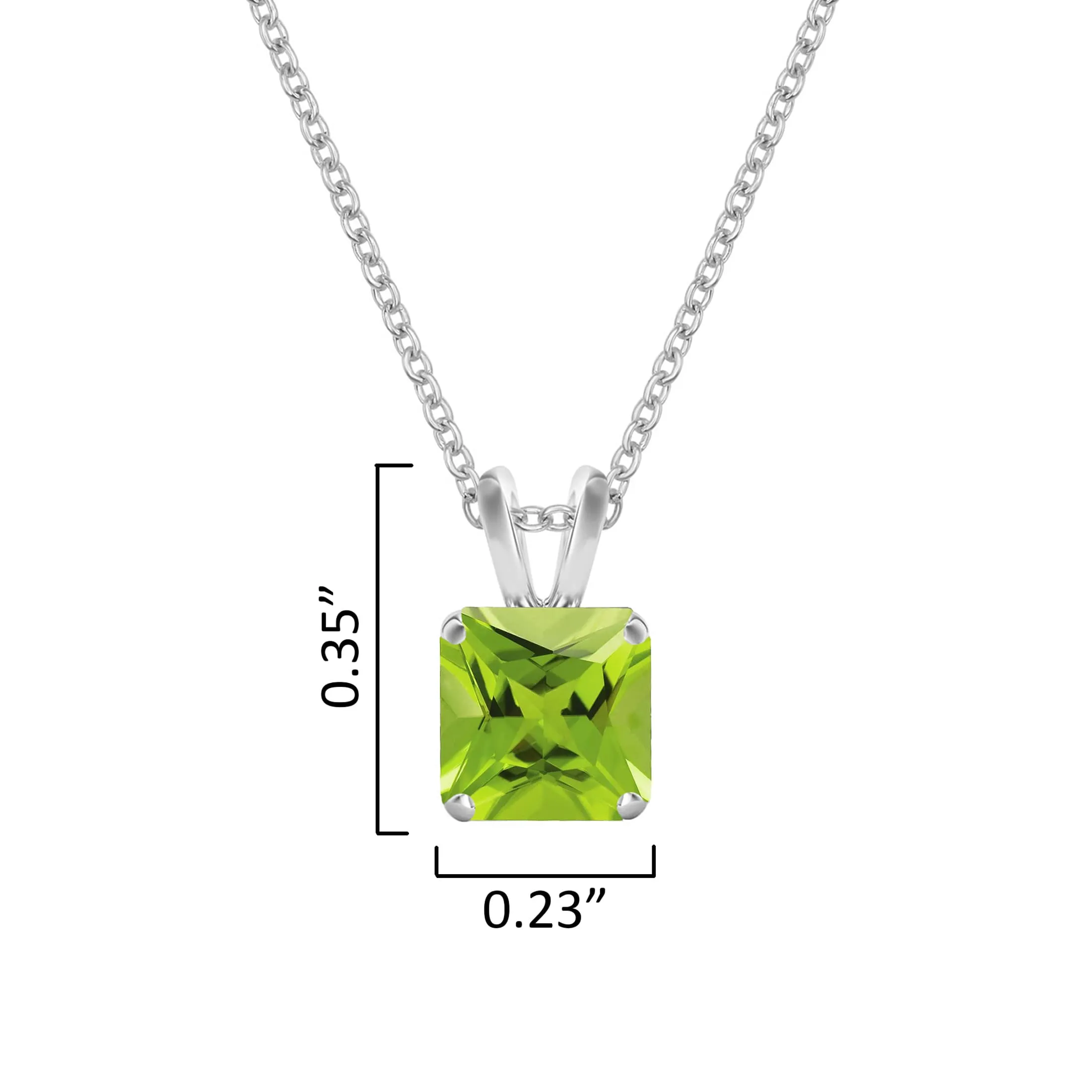 Sterling Silver Square Shape Natural Peridot Solitaire Pendant with 18"Cable Chain sold by Zulily product image thumbnail 2