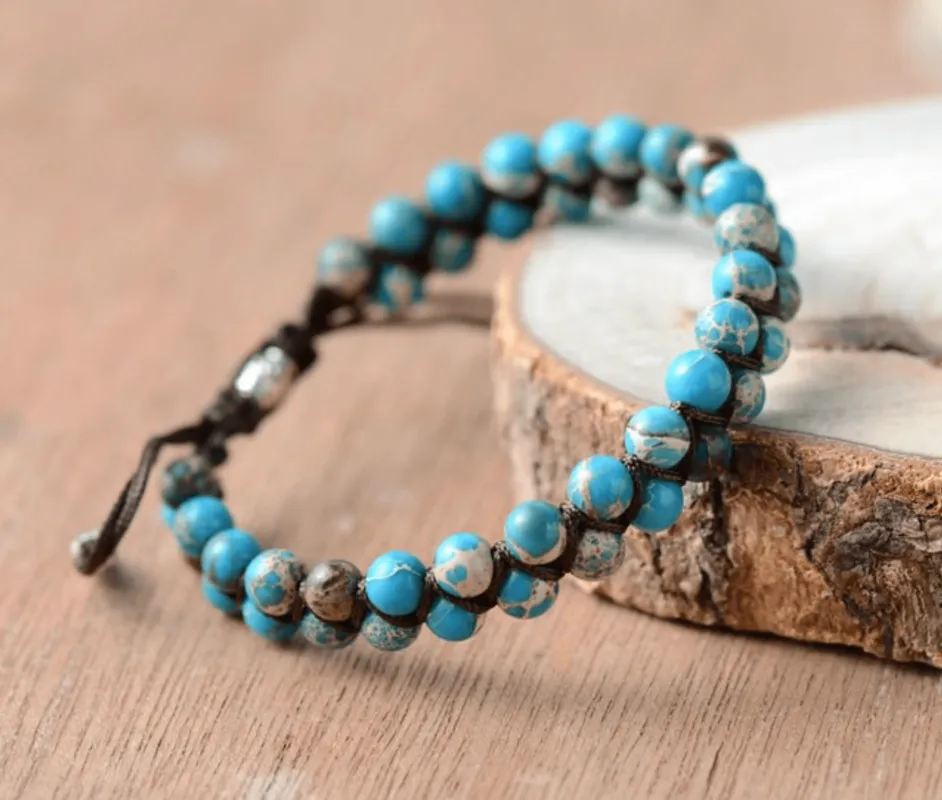 Blue Howlite Beaded Adjustable Bracelet sold by Zulily