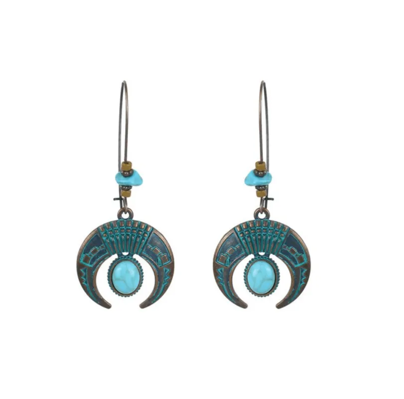 Boho Crescent Moon Faux Turquoise Drop Earrings sold by Zulily